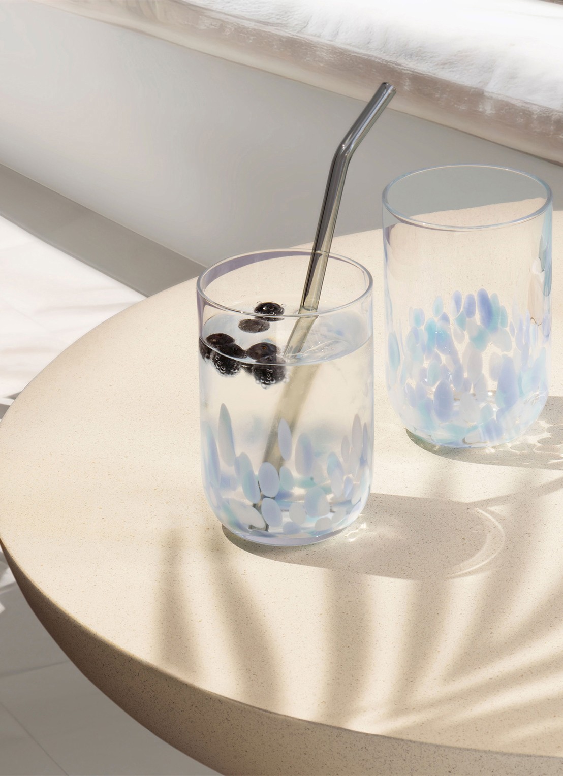 Villeroy & Boch Like Confetti longdrinkglas set van 2 - voorkant 2 aquablauw