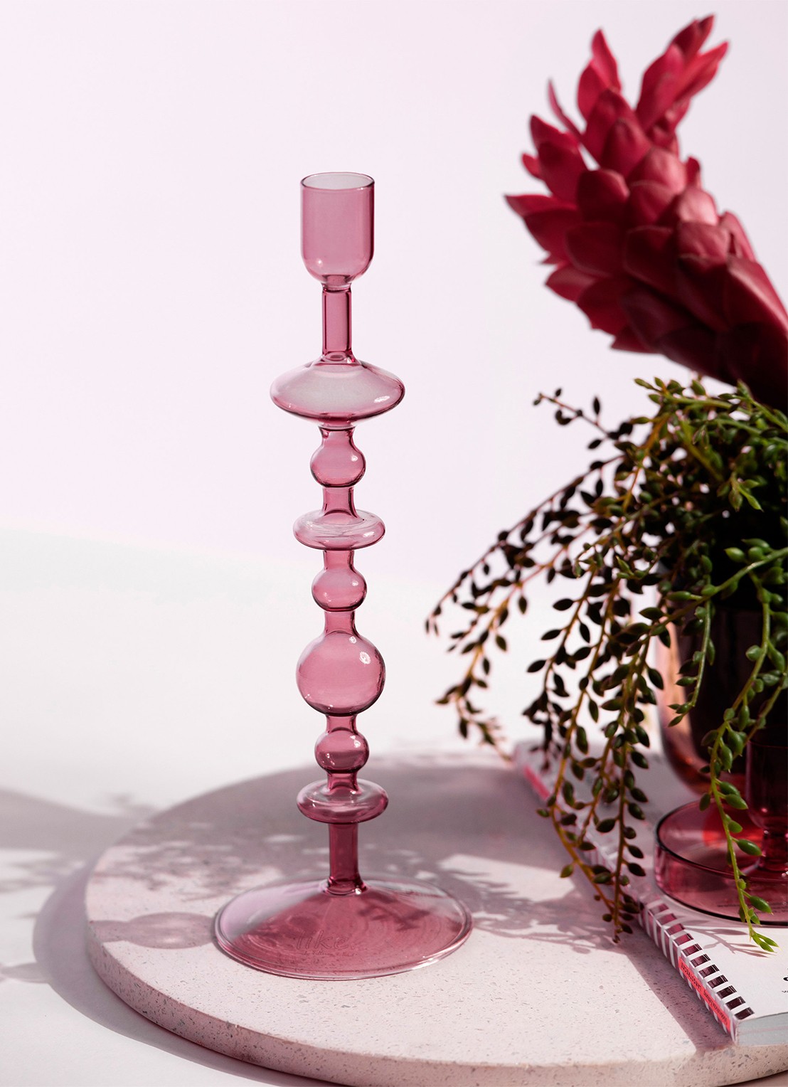 Villeroy & Boch Like Home kandelaar 27 cm - voorkant 2 roze