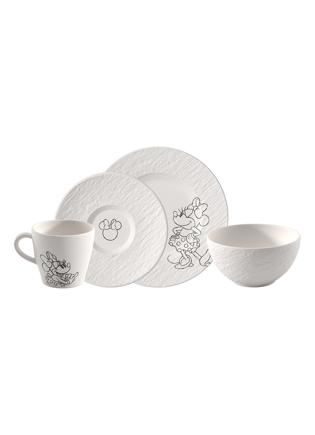 Villeroy & Boch Manufacture Rock blanc - Mickey Mouse serviesset 4-delig - voorkant wit