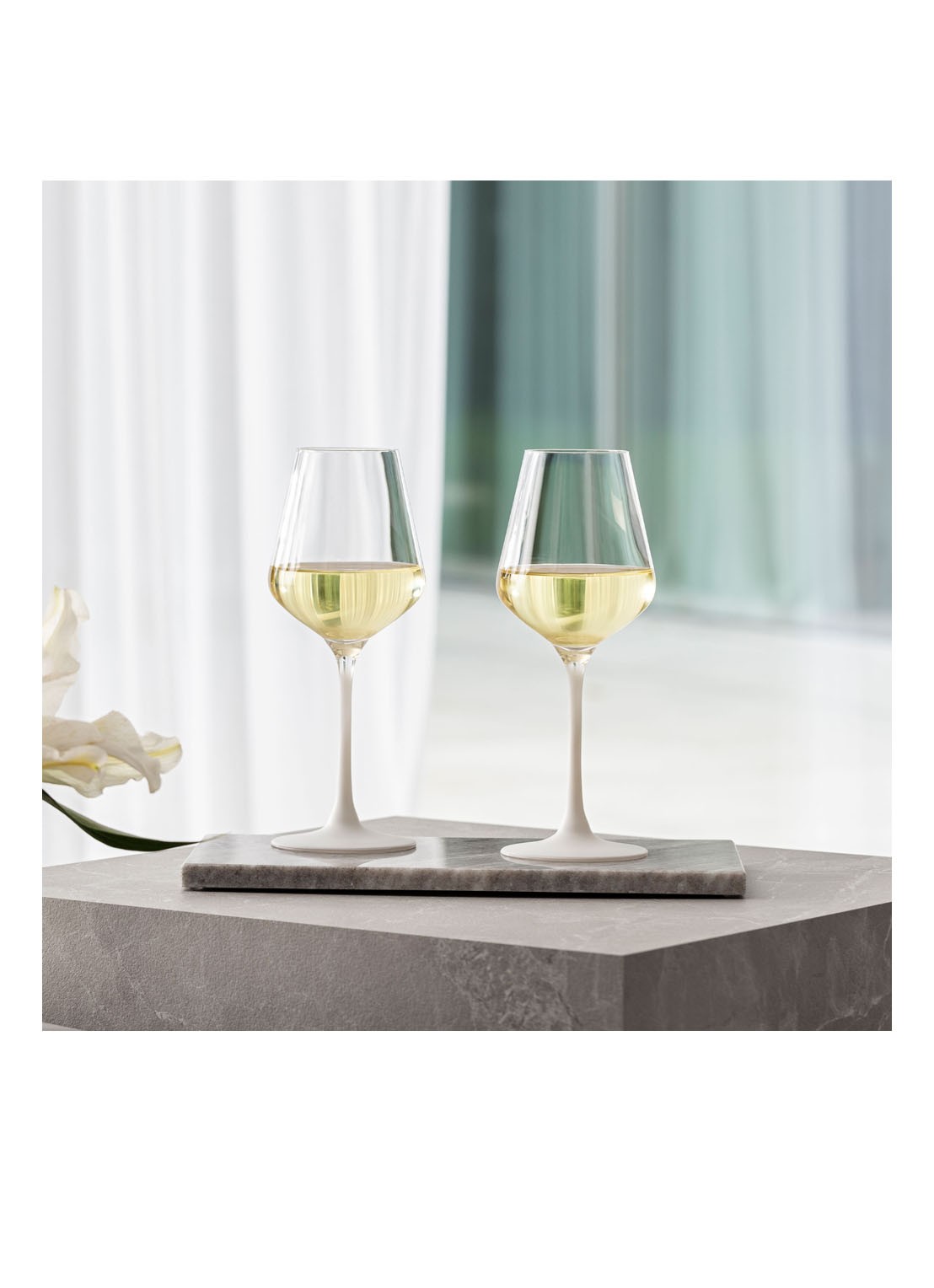 Villeroy & Boch Manufacture Rock blanc witte wijnglas set van 4 - voorkant 2 transparant