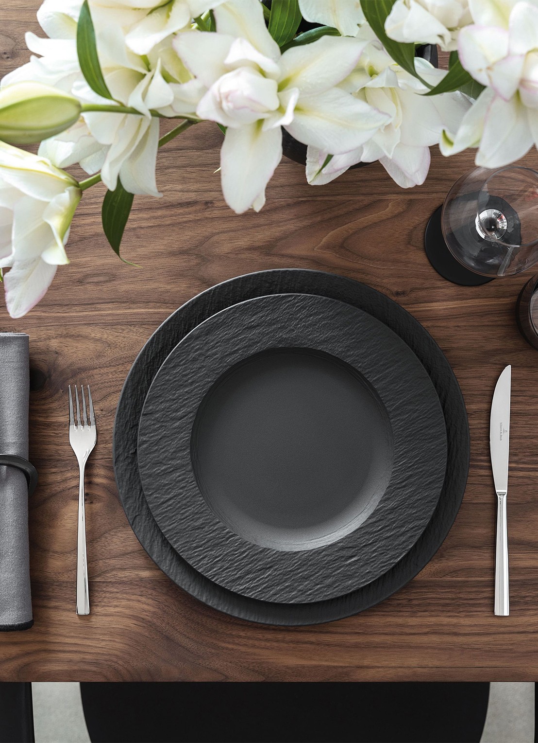Villeroy & Boch Manufacture Rock dinerbord 27 cm - voorkant 3 donkergrijs