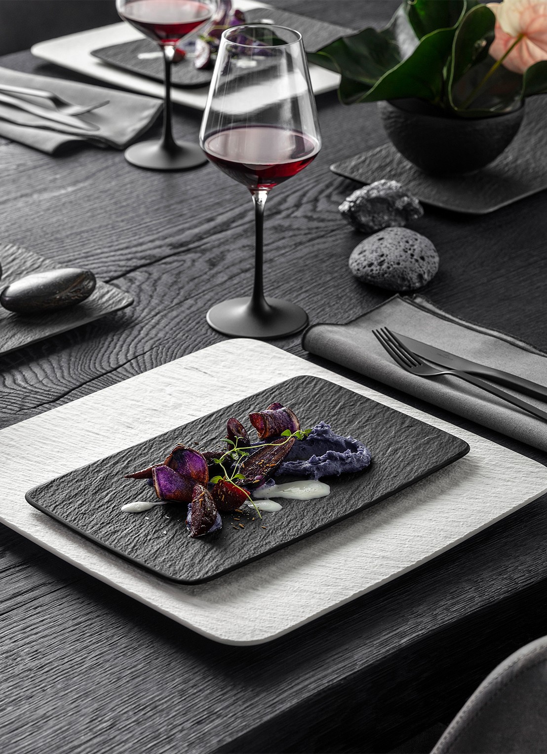 Villeroy & Boch Manufacture Rock dinerbord 28 cm - voorkant 3 antraciet
