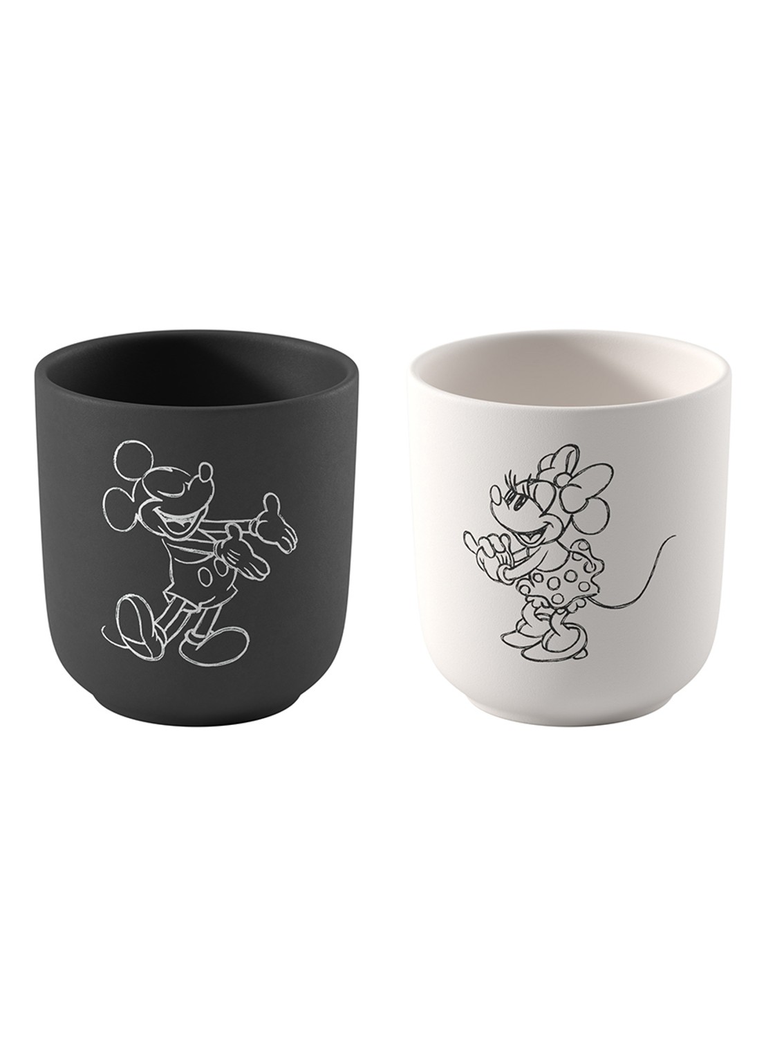 Villeroy & Boch Manufacture Rock - Mickey Mouse koffiebeker set van 2 - voorkant zwart