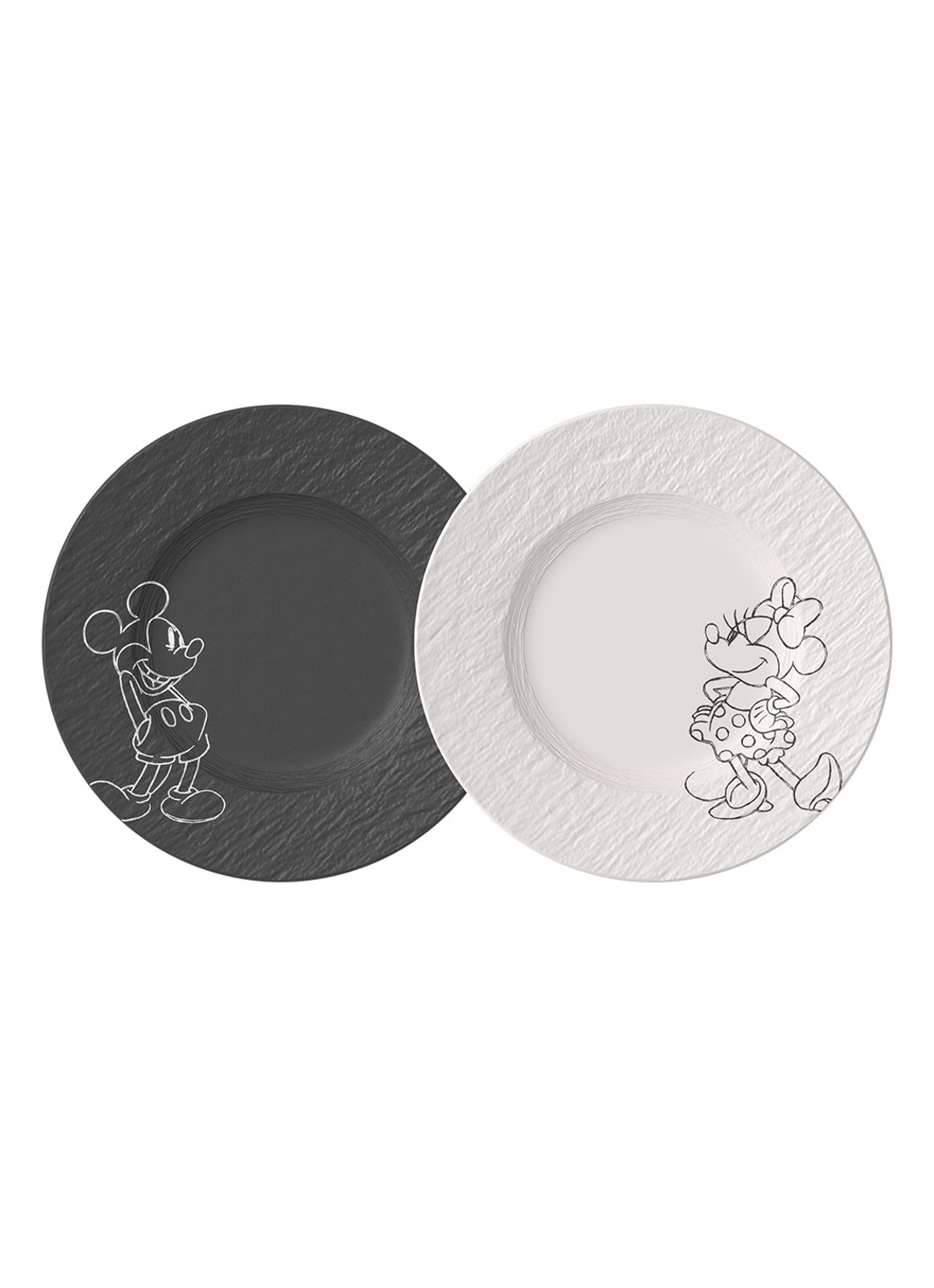 Villeroy & Boch Manufacture Rock - Mickey Mouse ontbijt-/gebaksbordje 22 cm set van 2 - voorkant 4 zwart