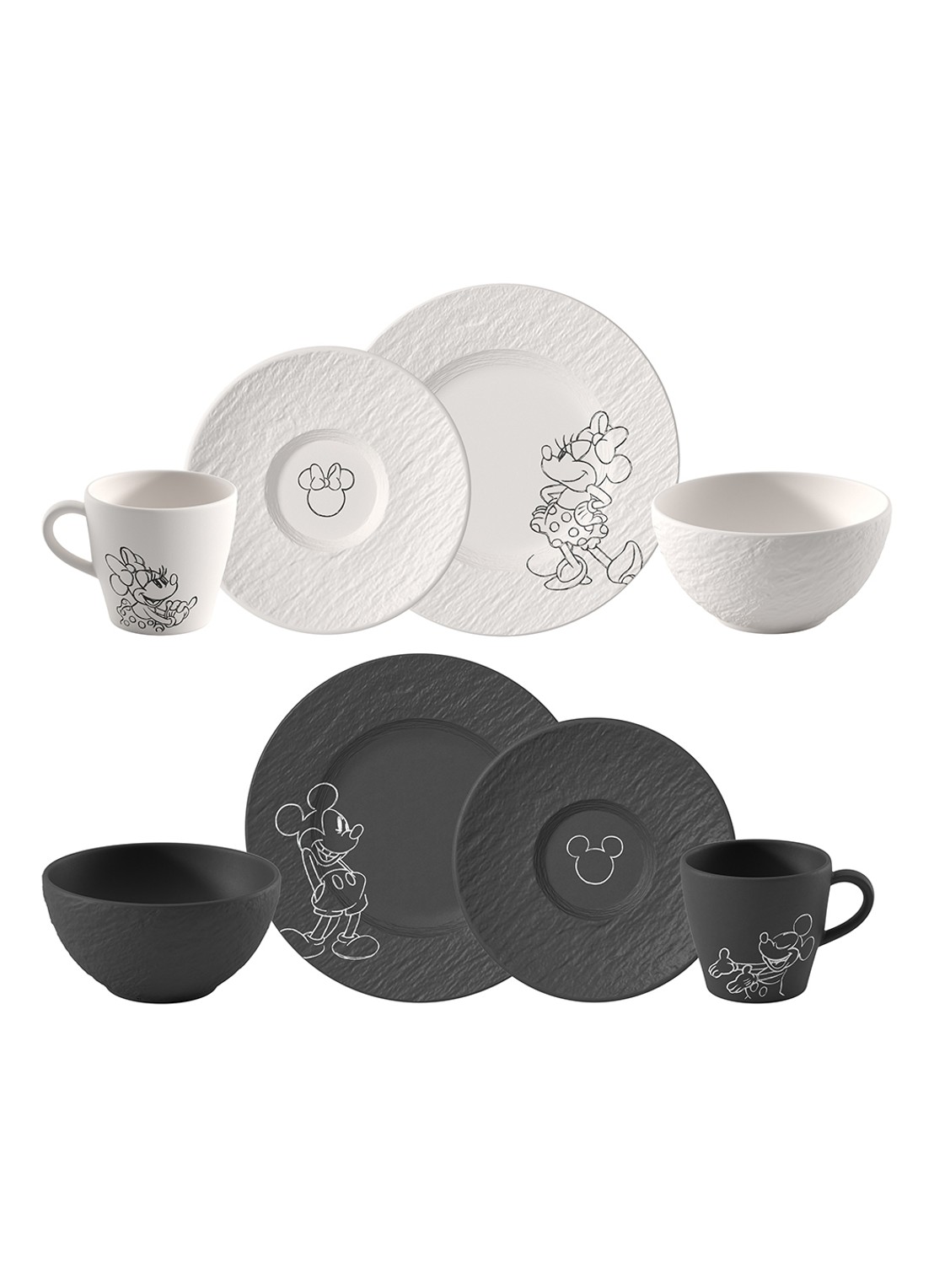 Villeroy & Boch Manufacture Rock - Mickey Mouse serviesset 8-delig - voorkant 2 zwart