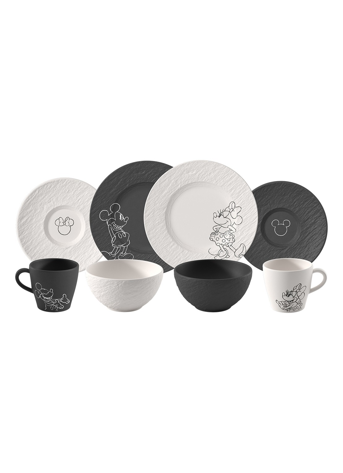 Villeroy & Boch Manufacture Rock - Mickey Mouse serviesset 8-delig - voorkant 3 zwart
