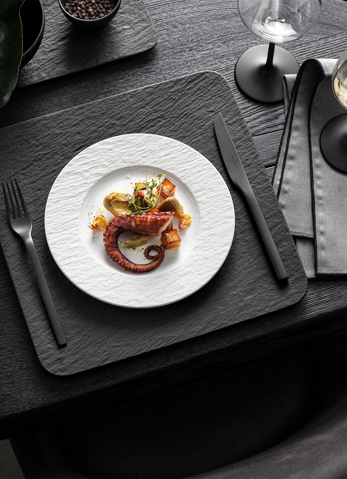 Villeroy & Boch Manufacture Rock ontbijtbord 21 cm - detail 2 gebroken wit
