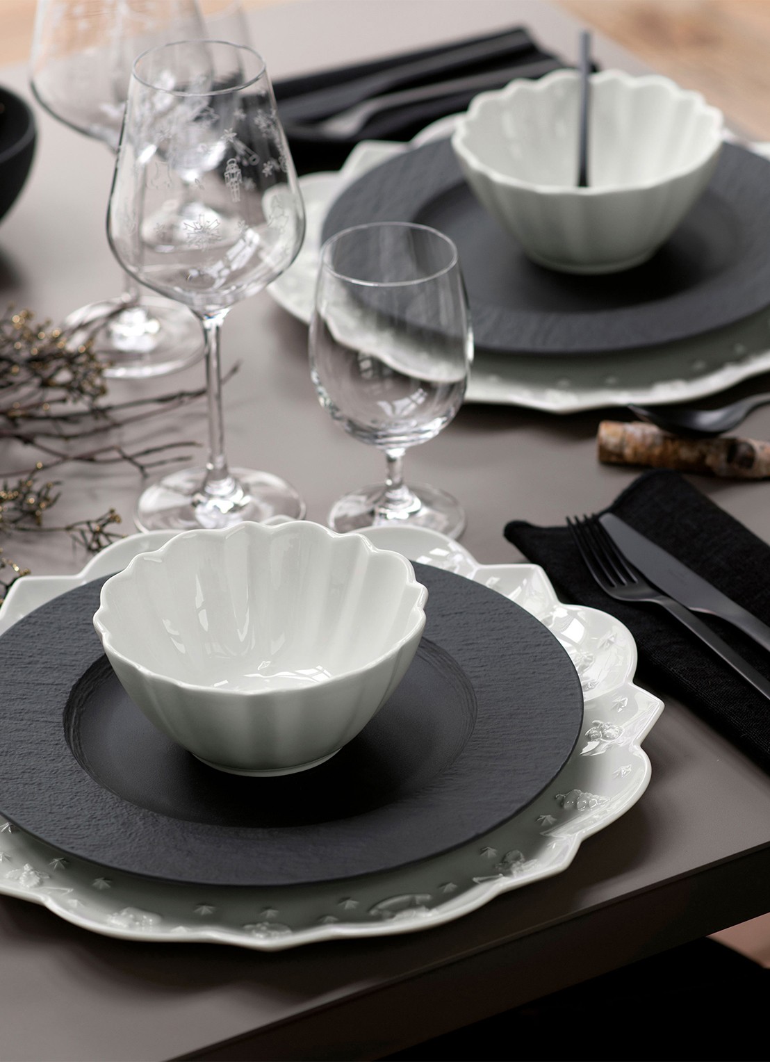 Villeroy & Boch Manufacture Rock ontbijtbord 22 cm - voorkant 5 antraciet