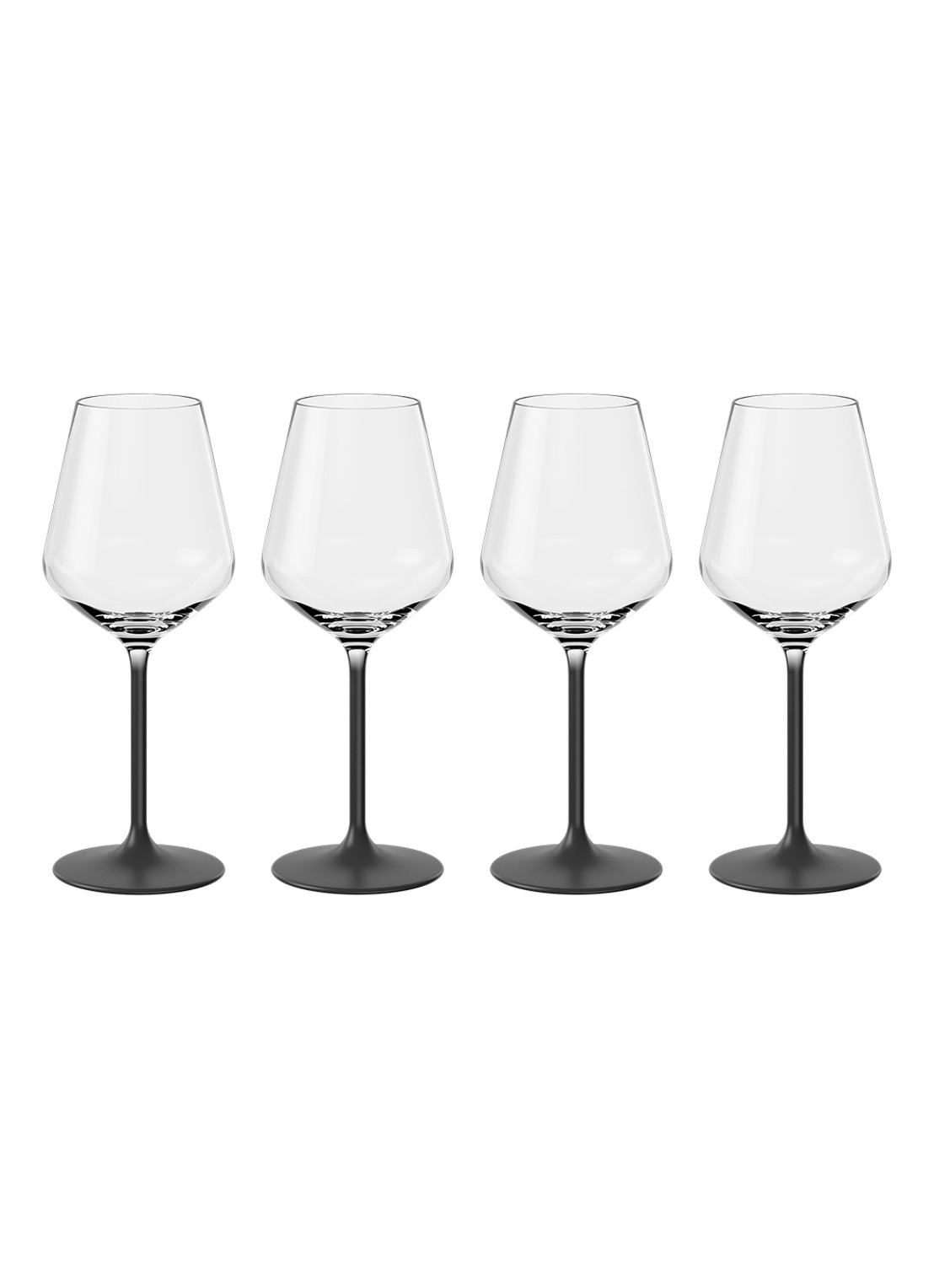 Villeroy & Boch Manufacture Rock witte wijnglas 38 cl set van 4 - voorkant 4 zwart