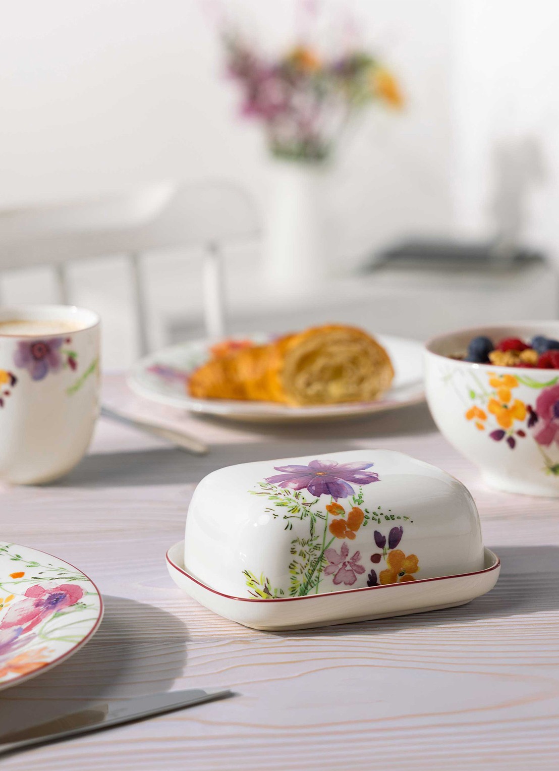 Villeroy & Boch Mariefleur botervloot 15 cm - detail 4 gebroken wit
