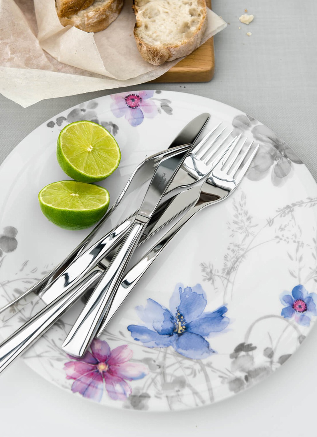 Villeroy & Boch Mariefleur Gris ontbijtbord 21 cm - achterkant lichtgrijs