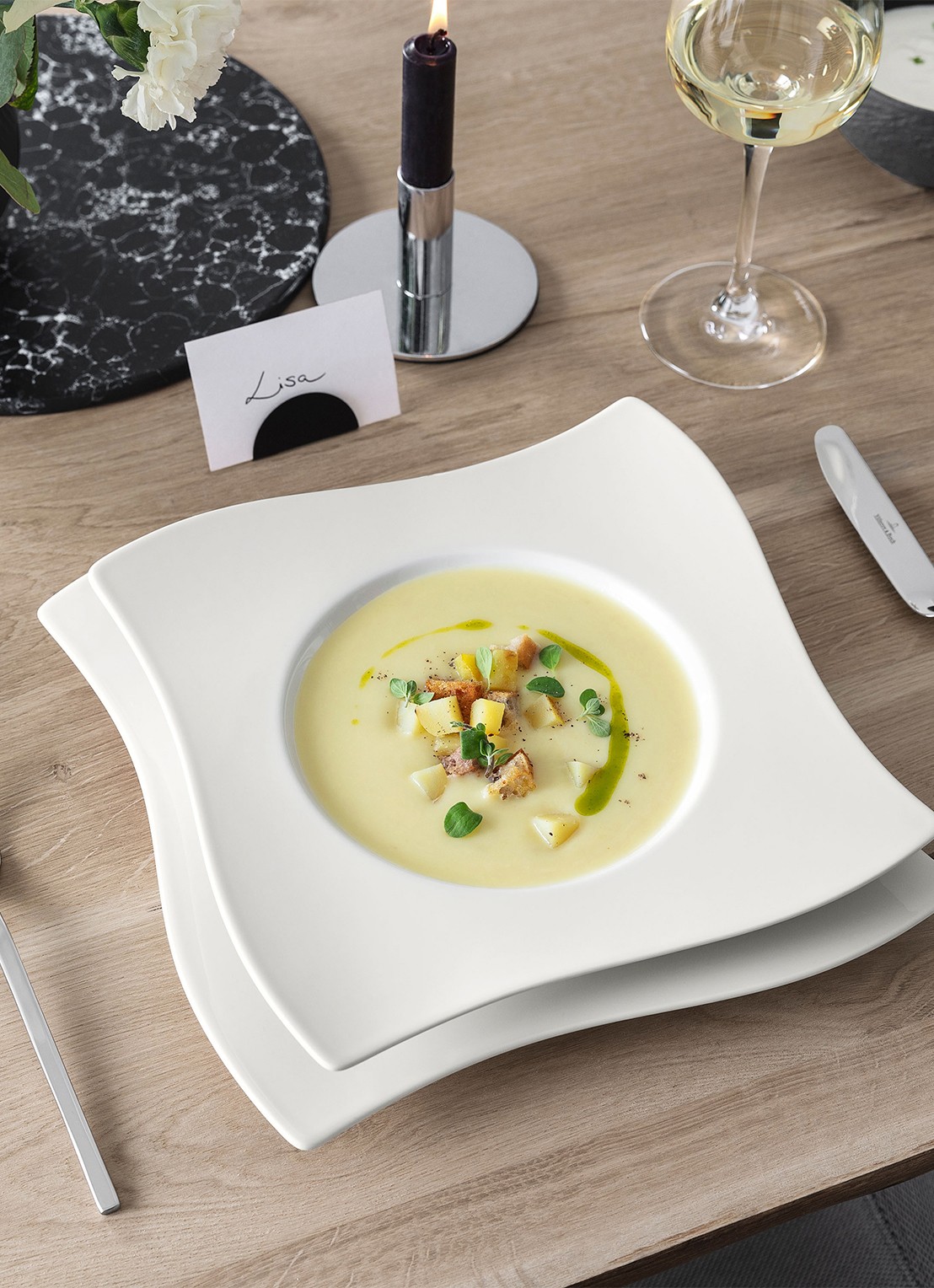 Villeroy & Boch NewWave diep bord 24 cm - achterkant gebroken wit