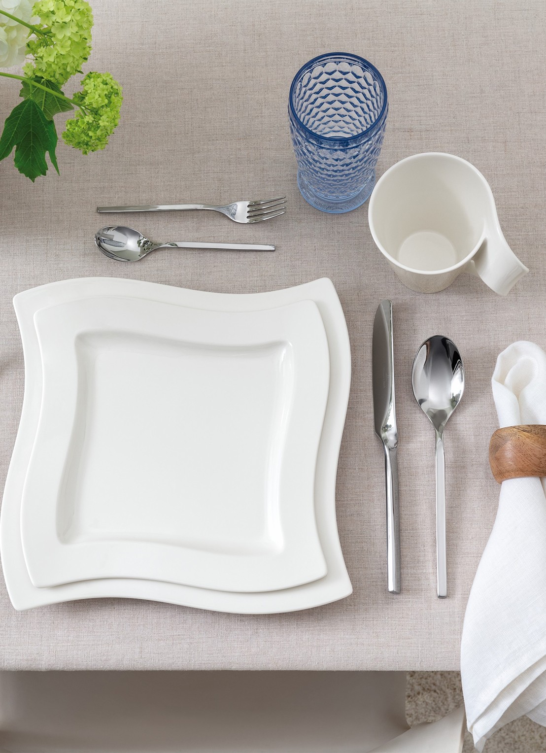Villeroy & Boch NewWave ontbijtbord 20 cm - voorkant 2 wit