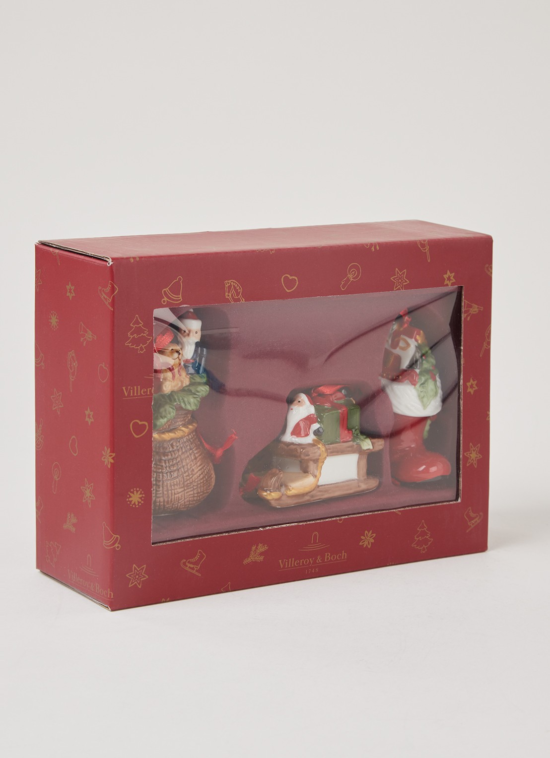 Villeroy & Boch Nostalgic kersthanger set van 3 - voorkant 2 steenrood