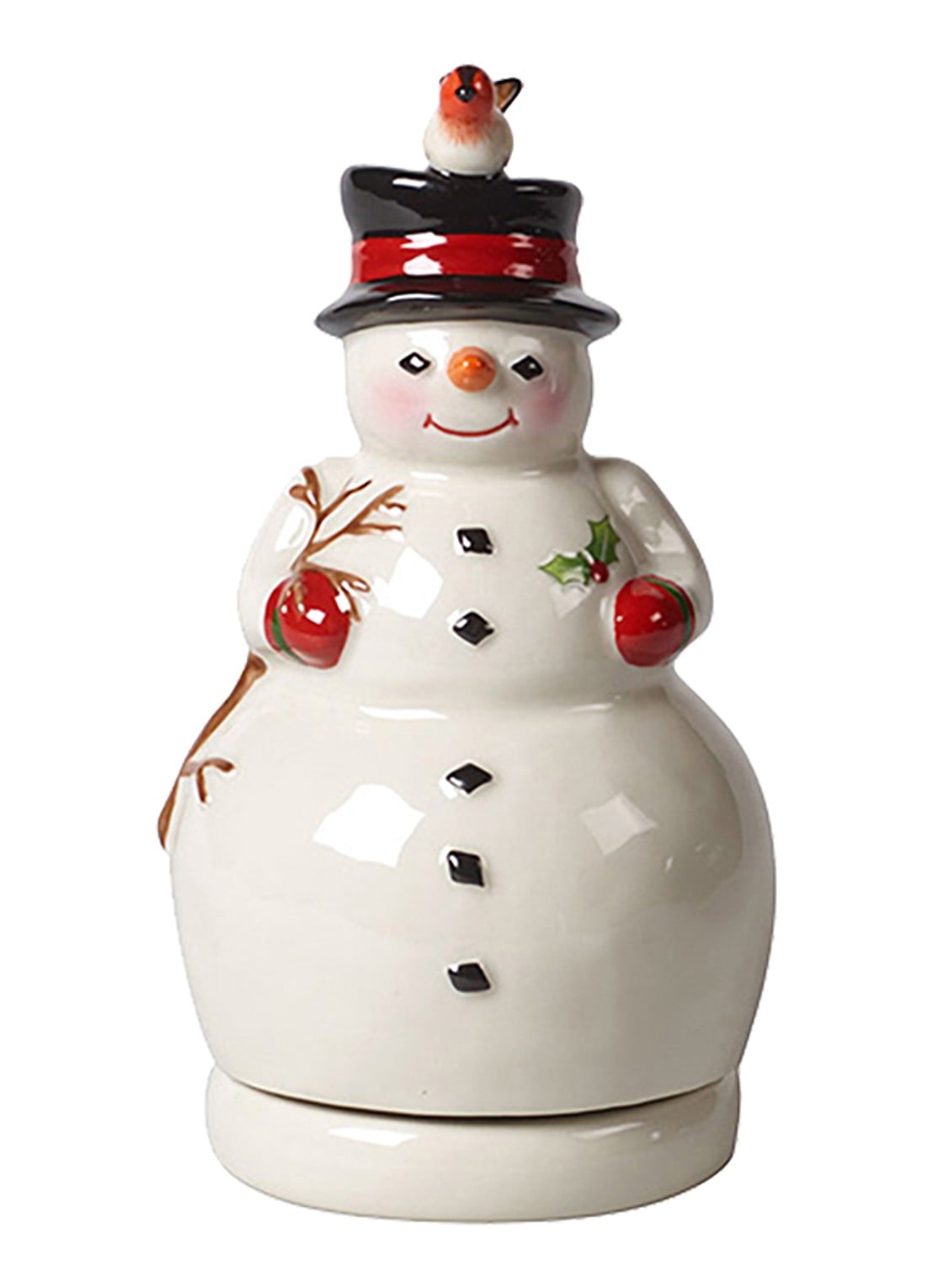 Villeroy & Boch Nostalgic Melody sneeuwpop met muziek 15 cm - voorkant gebroken wit