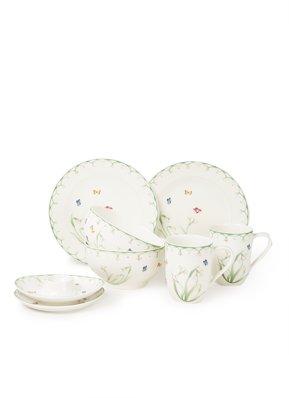 Villeroy & Boch Pasen Colourful Spring ontbijt serviesset 8-delig - voorkant 2 lindegroen