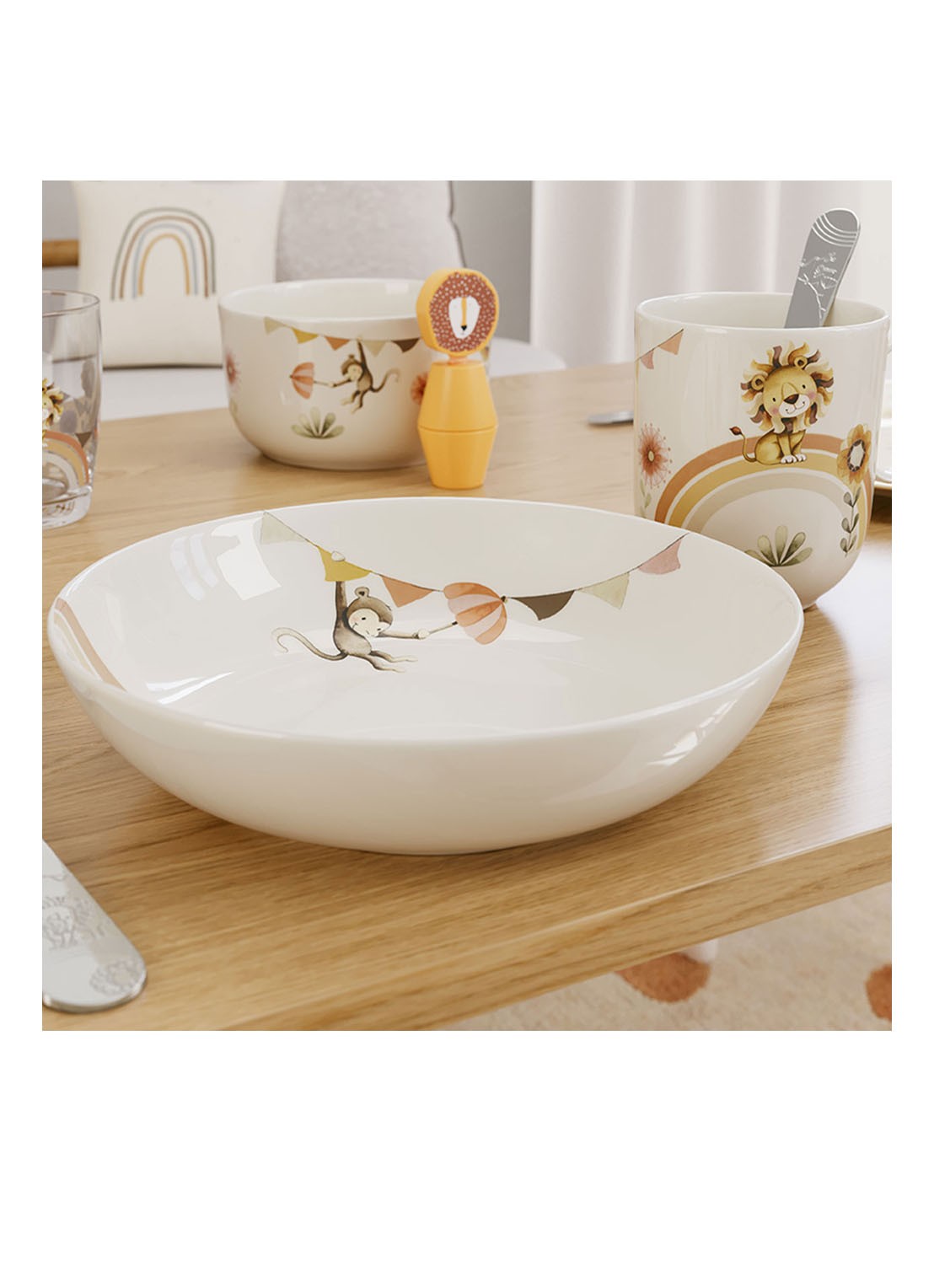 Villeroy & Boch Roar Like a Lion Diep kinderbord 18,5 cm - voorkant 2 gebroken wit