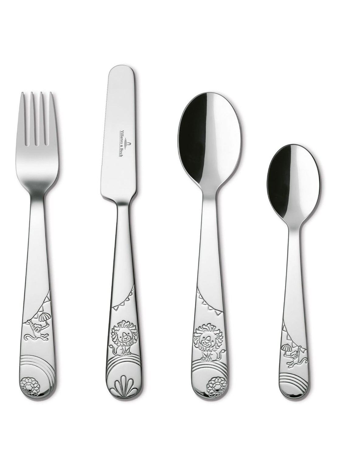 Villeroy & Boch Roar Like a Lion Kinderbestek 4-delig - voorkant 2 zilver