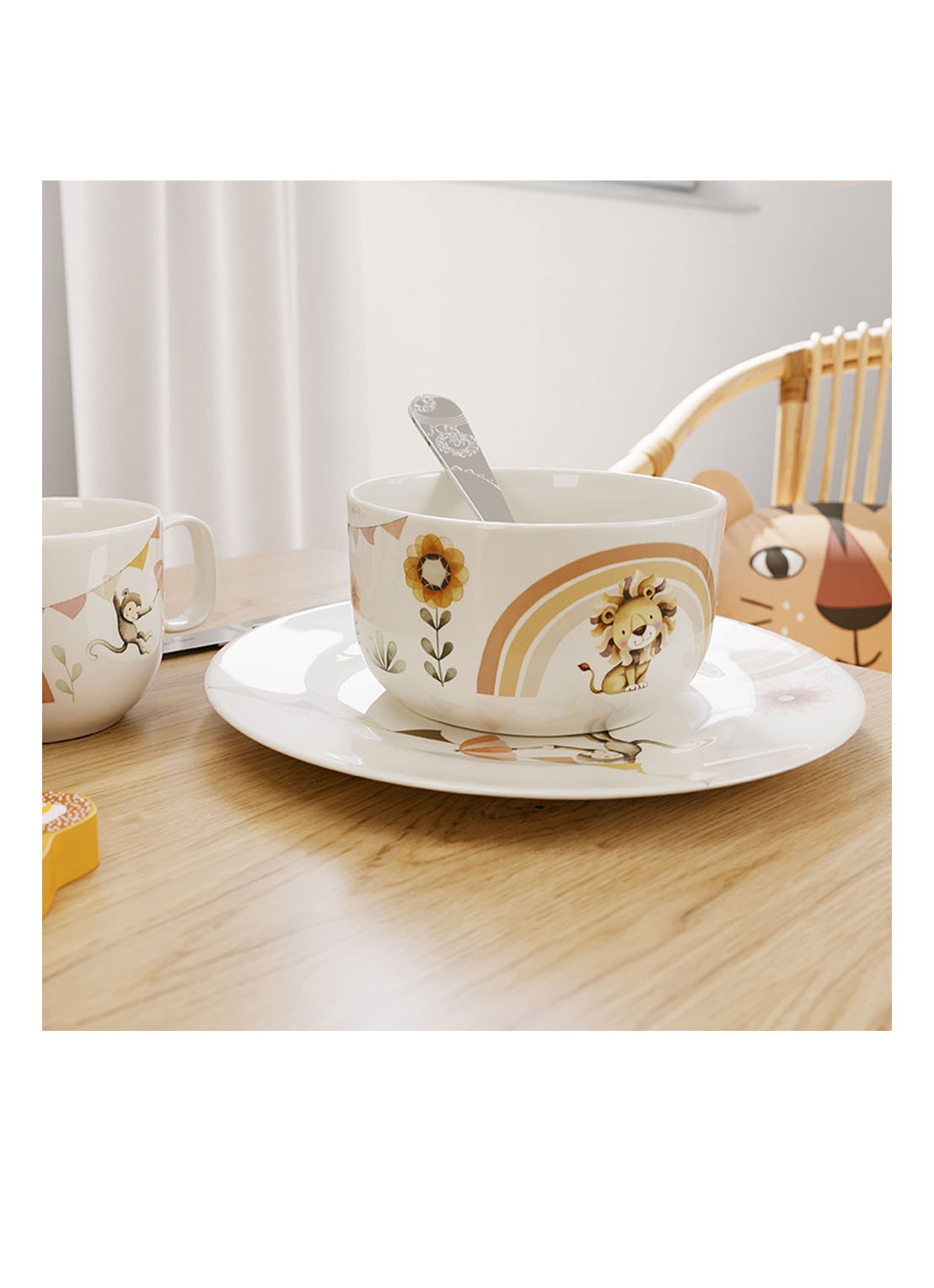 Villeroy & Boch Roar Like a Lion kinderkom 12 cm - voorkant 2 gebroken wit