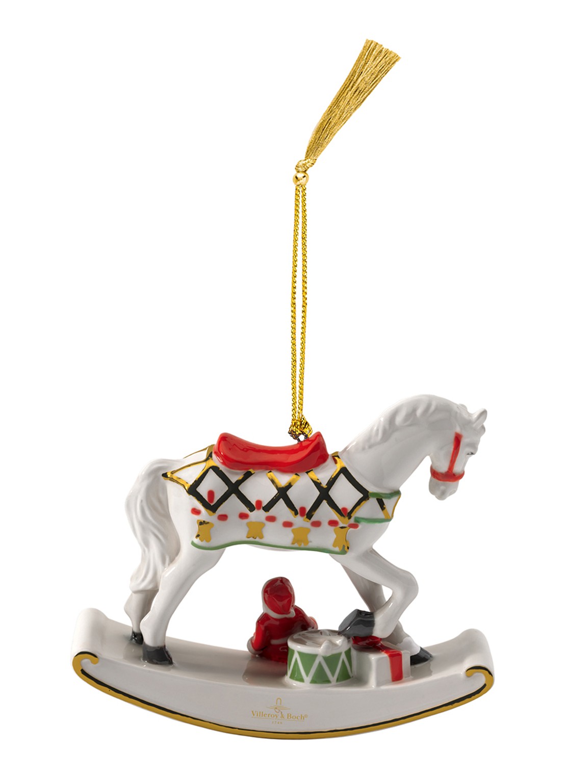 Villeroy & Boch Schommelpaard 2025 kersthanger 10,9 cm - voorkant 5 gebroken wit