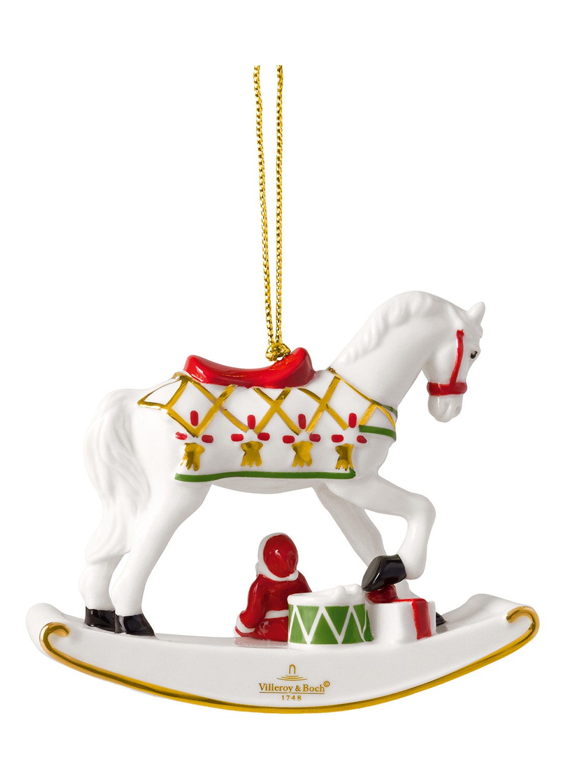 Villeroy & Boch Schommelpaard 2026 kersthanger 8,9 cm - voorkant 4 rood