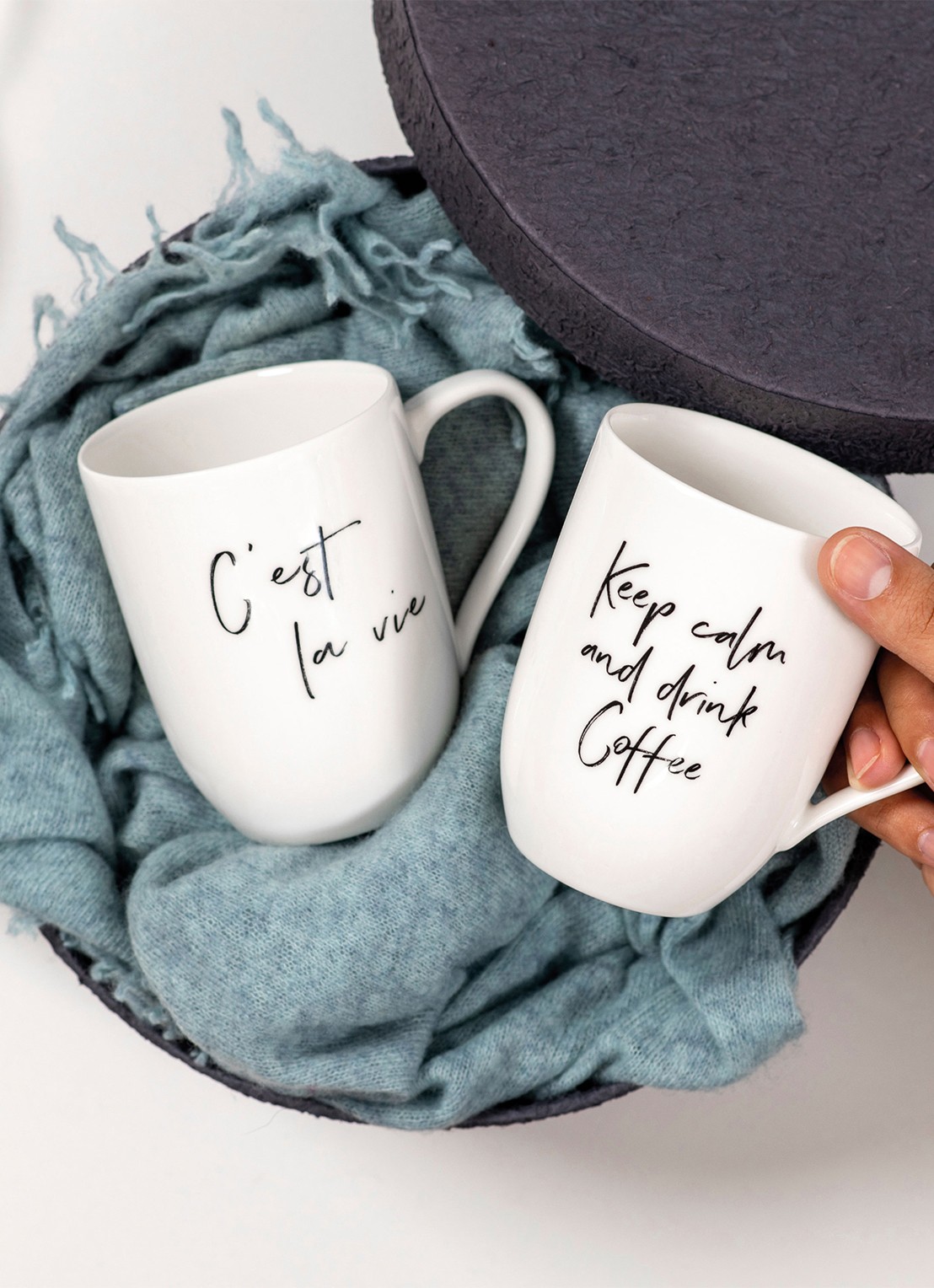 Villeroy & Boch Statement Keep Calm And Drink Coffee kopje 34 cl - achterkant gebroken wit