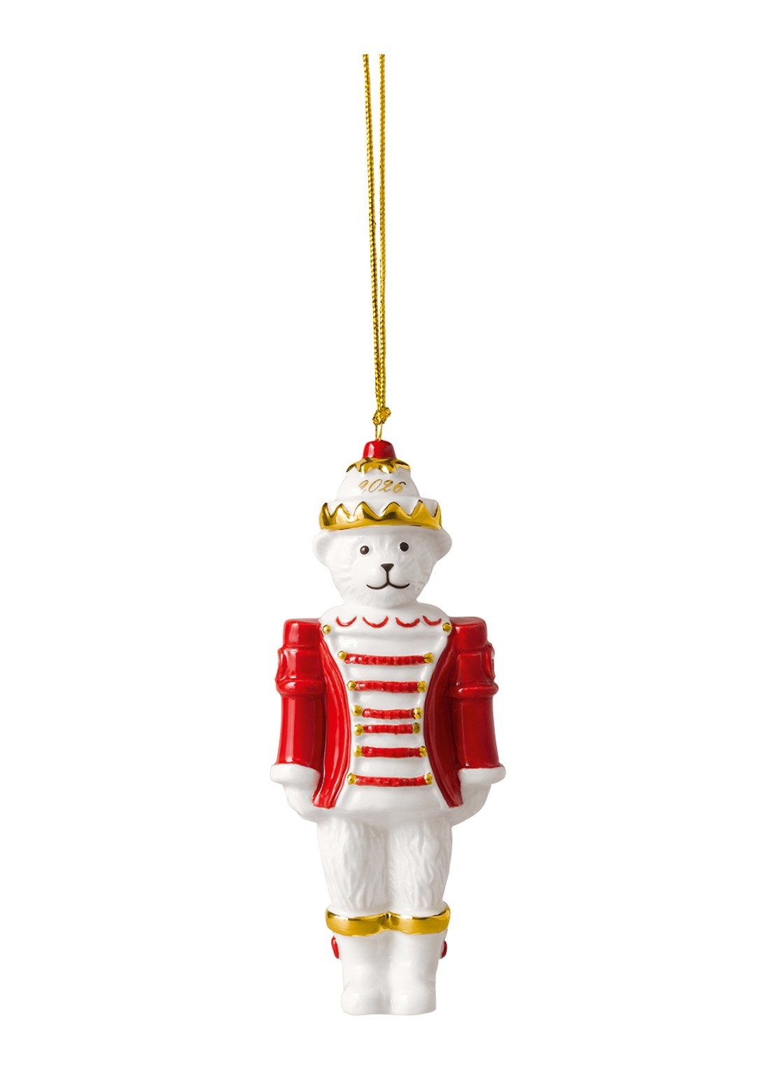 Villeroy & Boch Teddy Notenkraker 2026 kersthanger 11,4 cm - voorkant rood