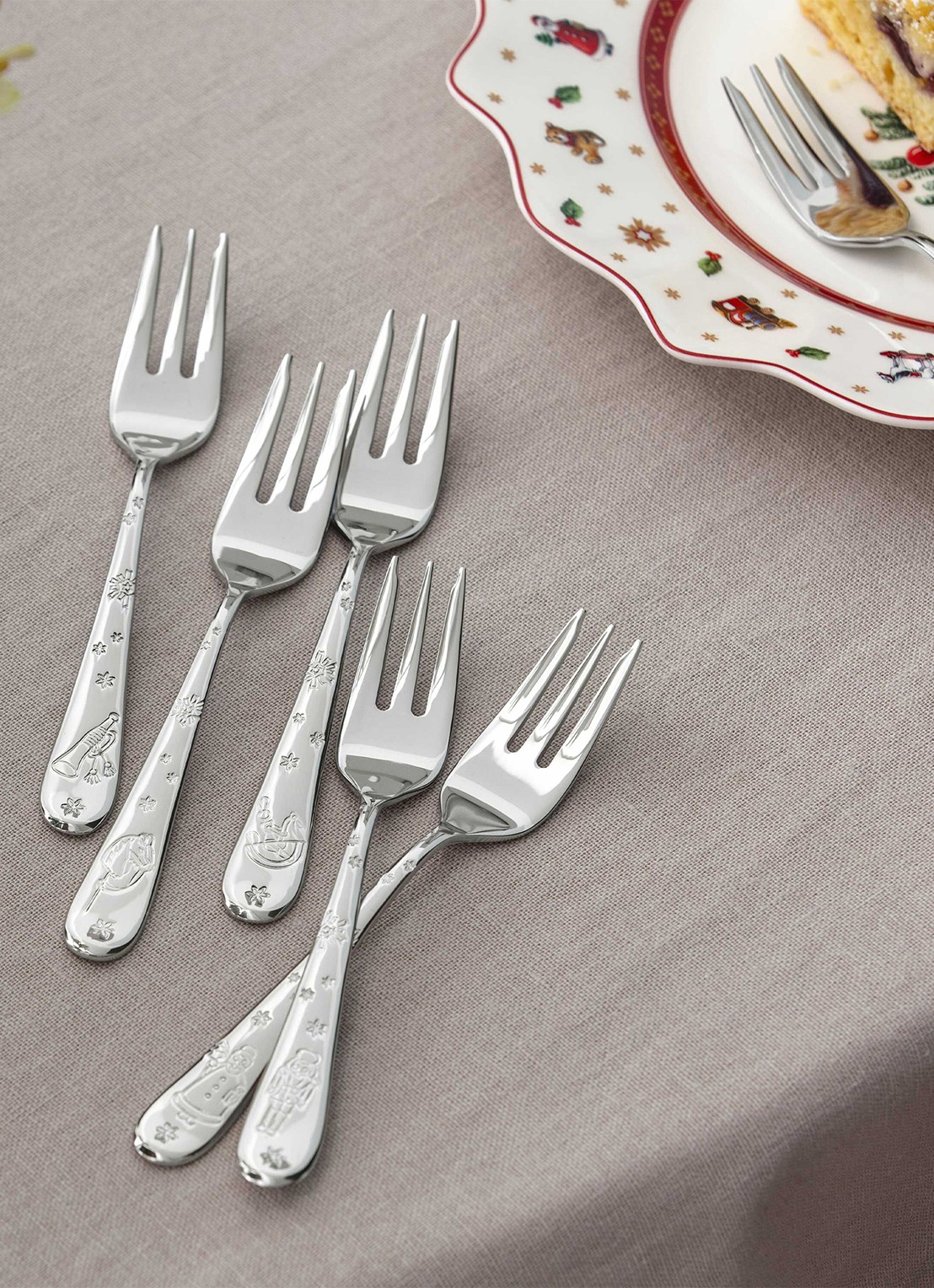 Villeroy & Boch Toy's Delight gebaksvork set van 6 - voorkant 2 zilver