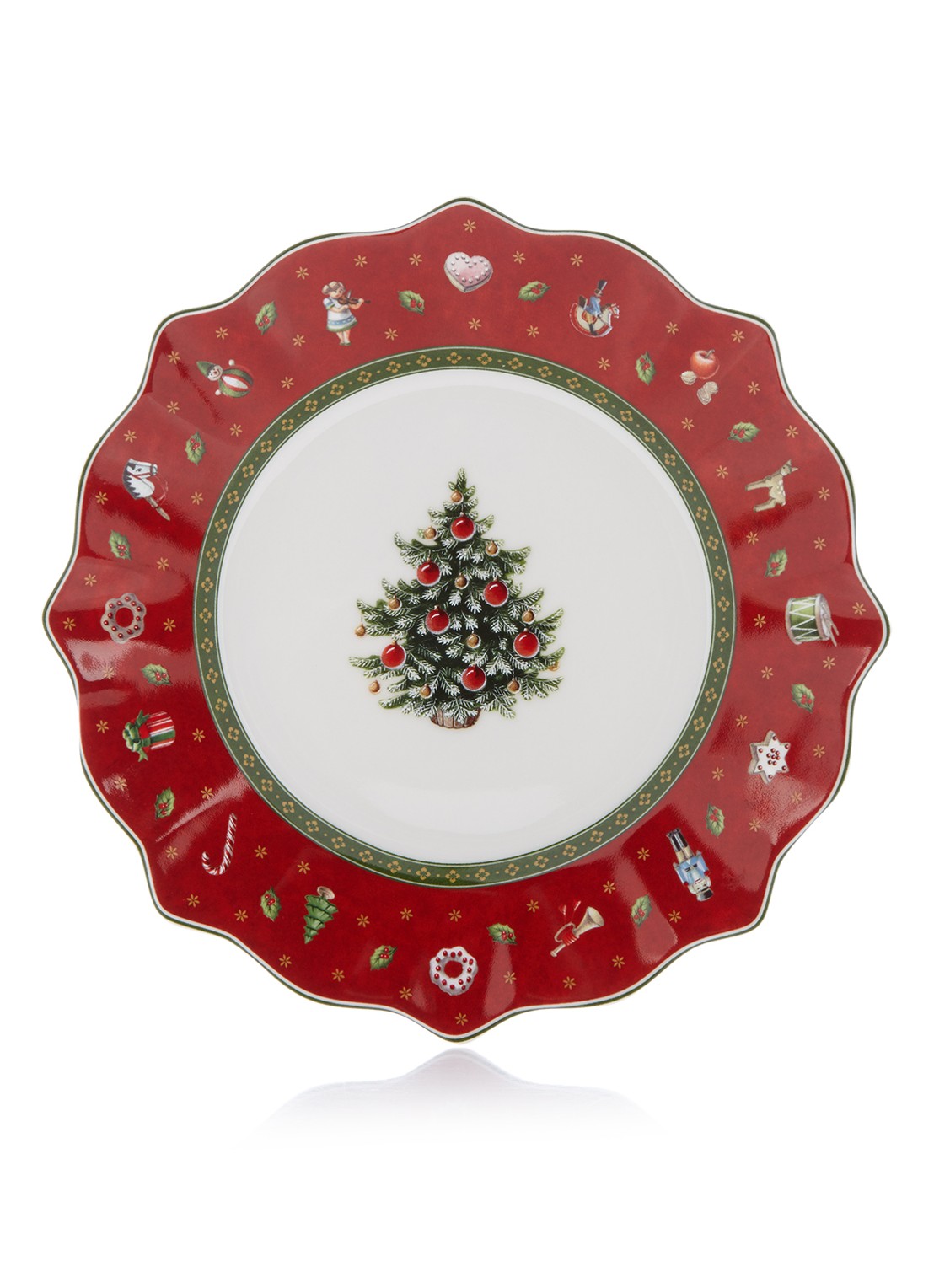 Villeroy & Boch Toy's Delight Kerst dinerbord 24 cm - voorkant steenrood