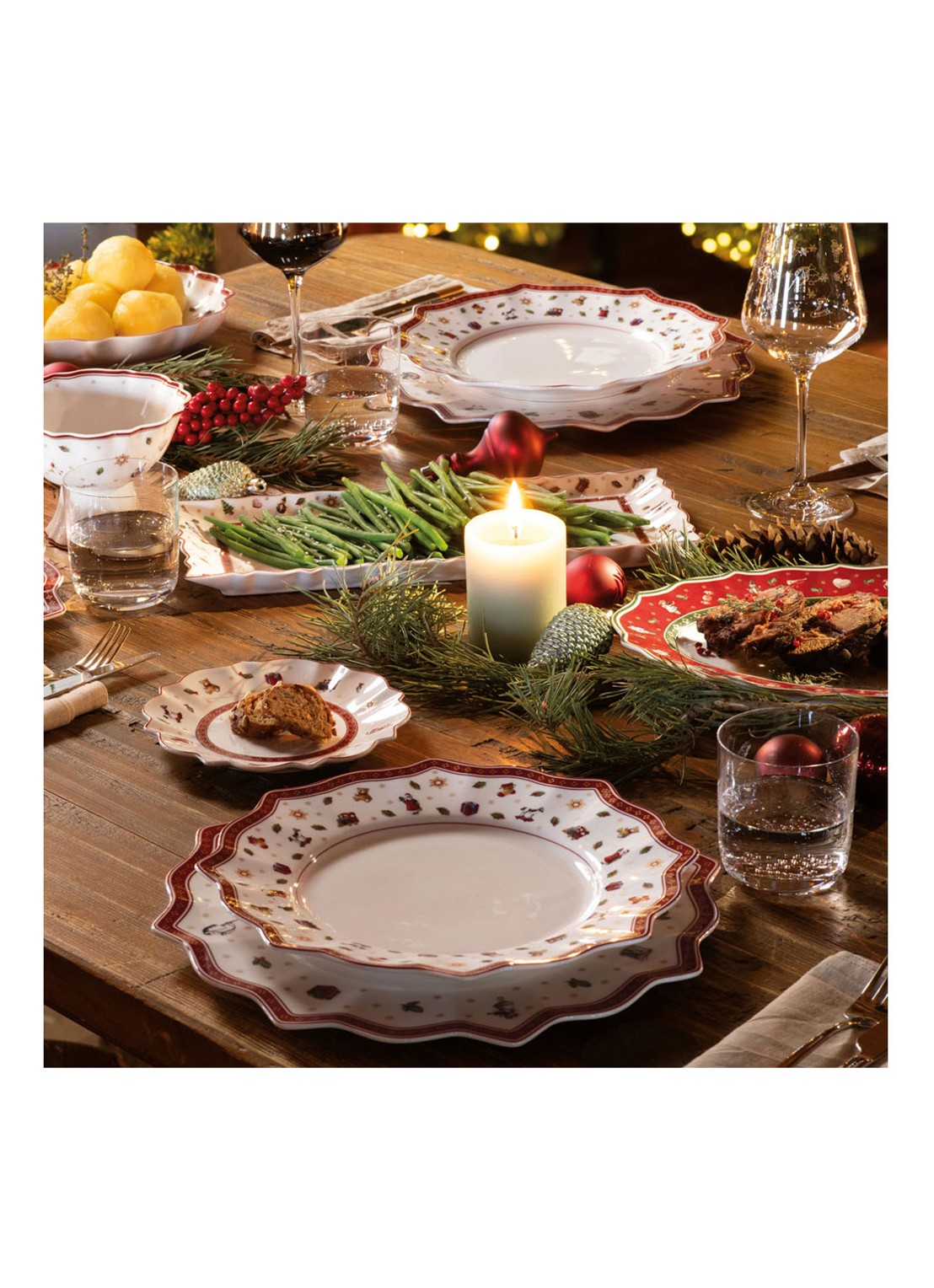 Villeroy & Boch Toy's Delight Kerst gebaksbordje 17 cm - detail gebroken wit