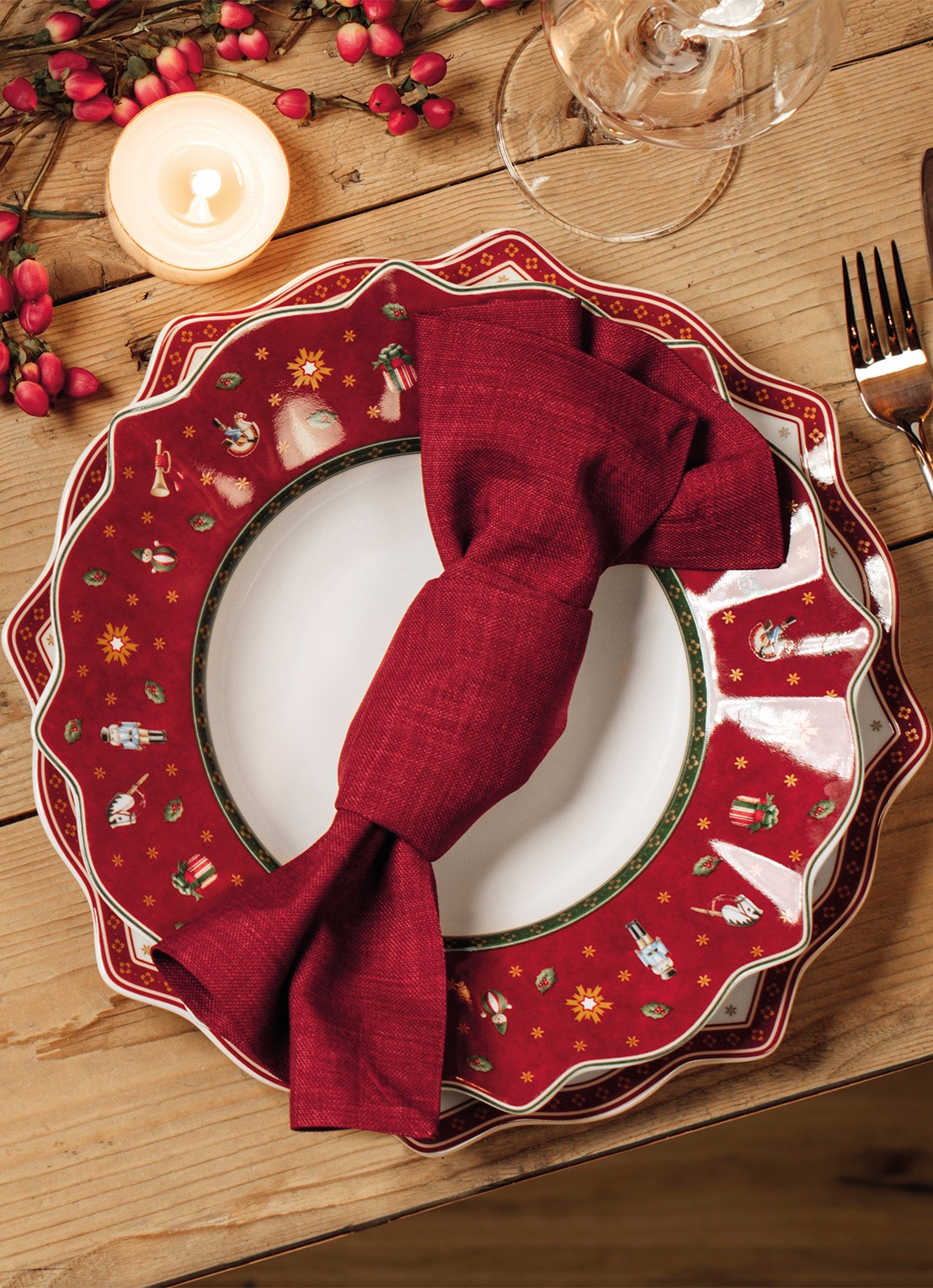 Villeroy & Boch Toy's Delight Kerst onderbord 31 cm - voorkant 7 steenrood