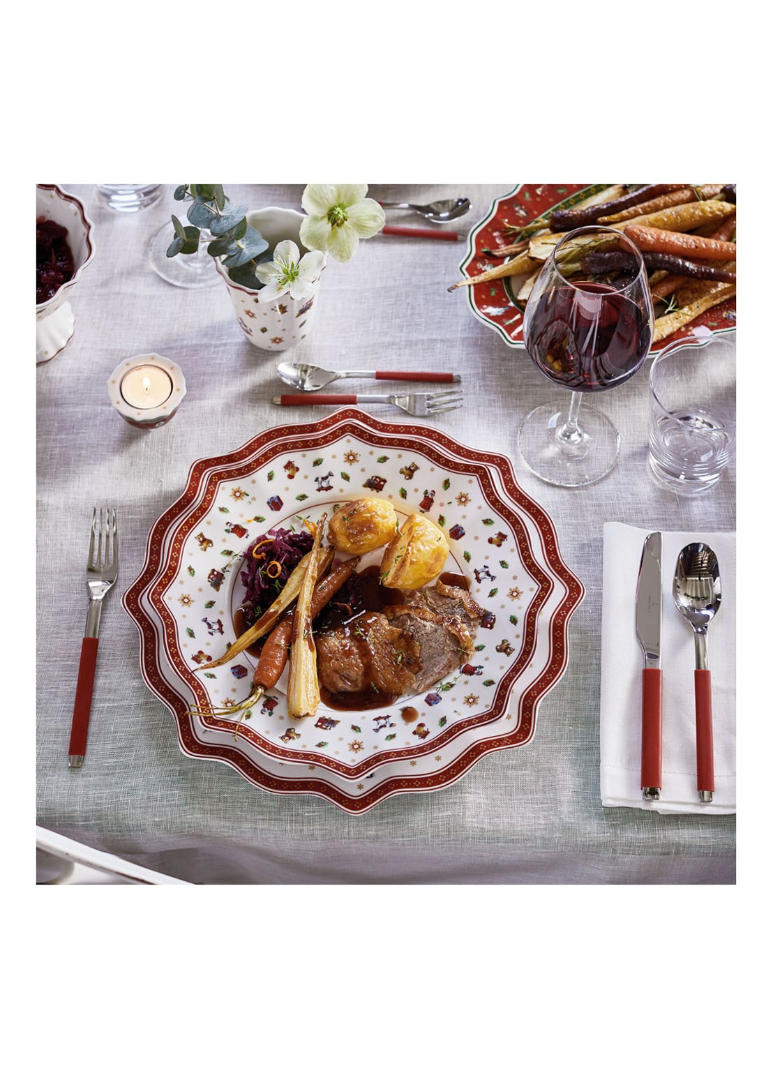Villeroy & Boch Toy's Delight Kerst onderbord 35 cm - detail 5 steenrood