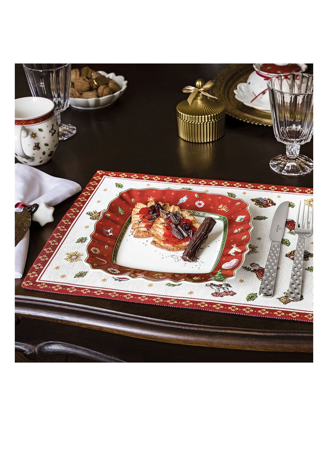 Villeroy & Boch Toy's Delight Kerst placemat 32 x 50 cm - detail 4 donkerrood