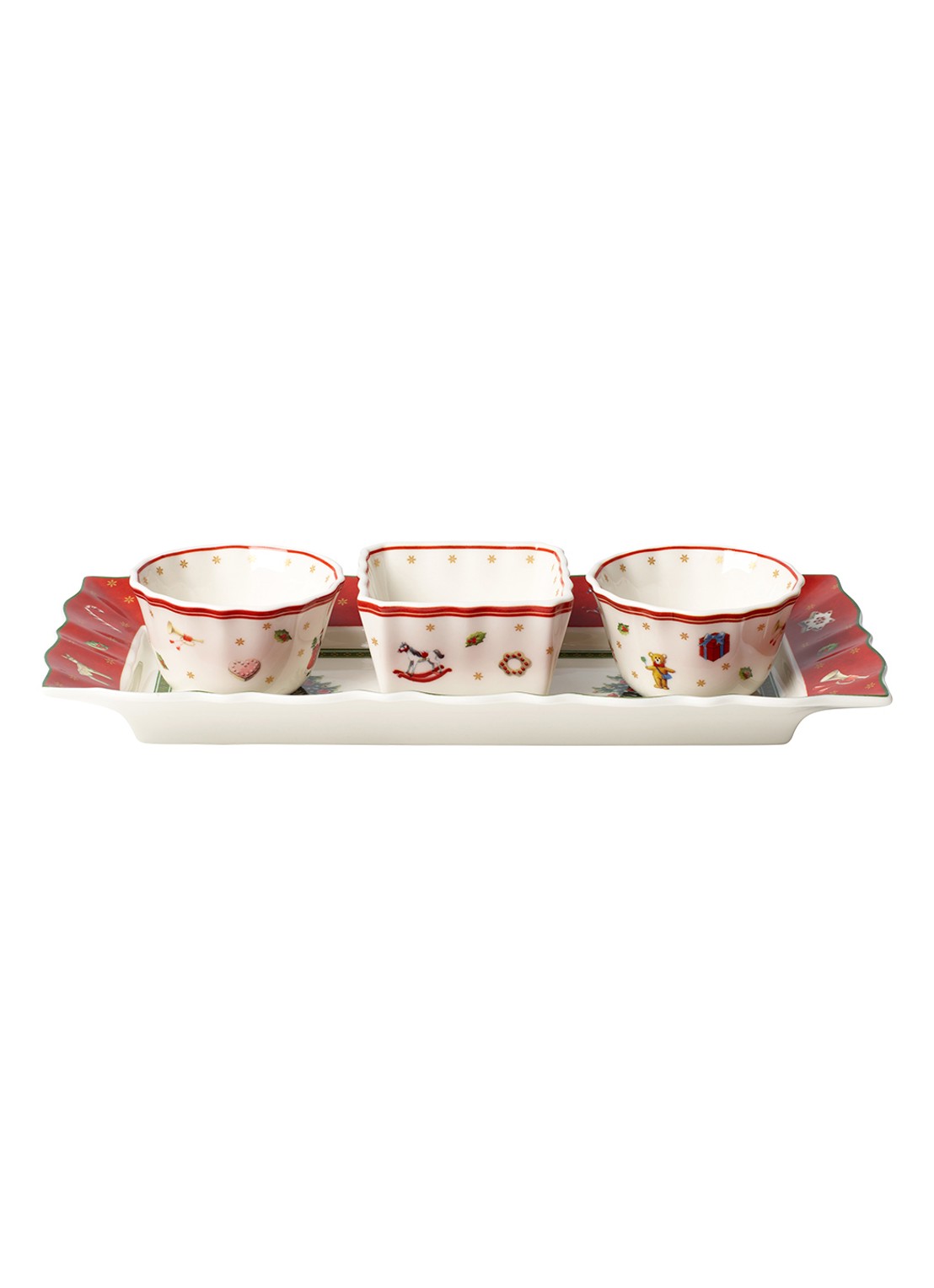 Villeroy & Boch Toy's Delight partyschaal set van 4 - voorkant 4 steenrood
