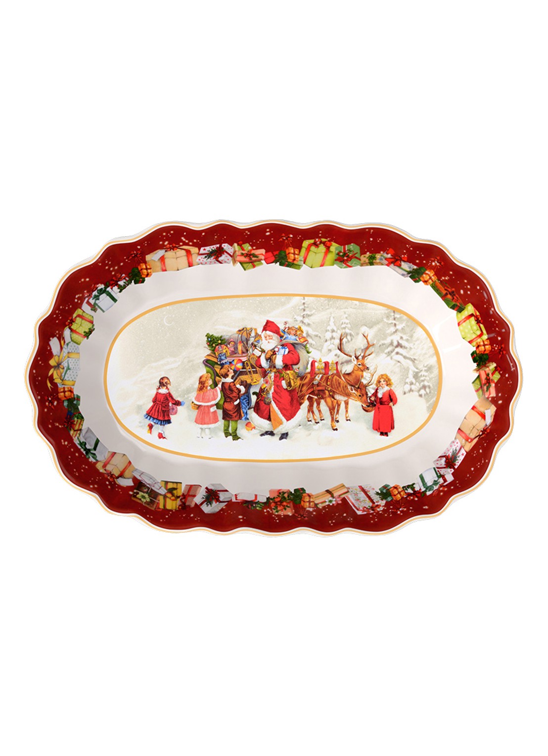 Villeroy & Boch Toy's Fantasy serveerschaal 30,5 x 20 cm - voorkant 2 steenrood