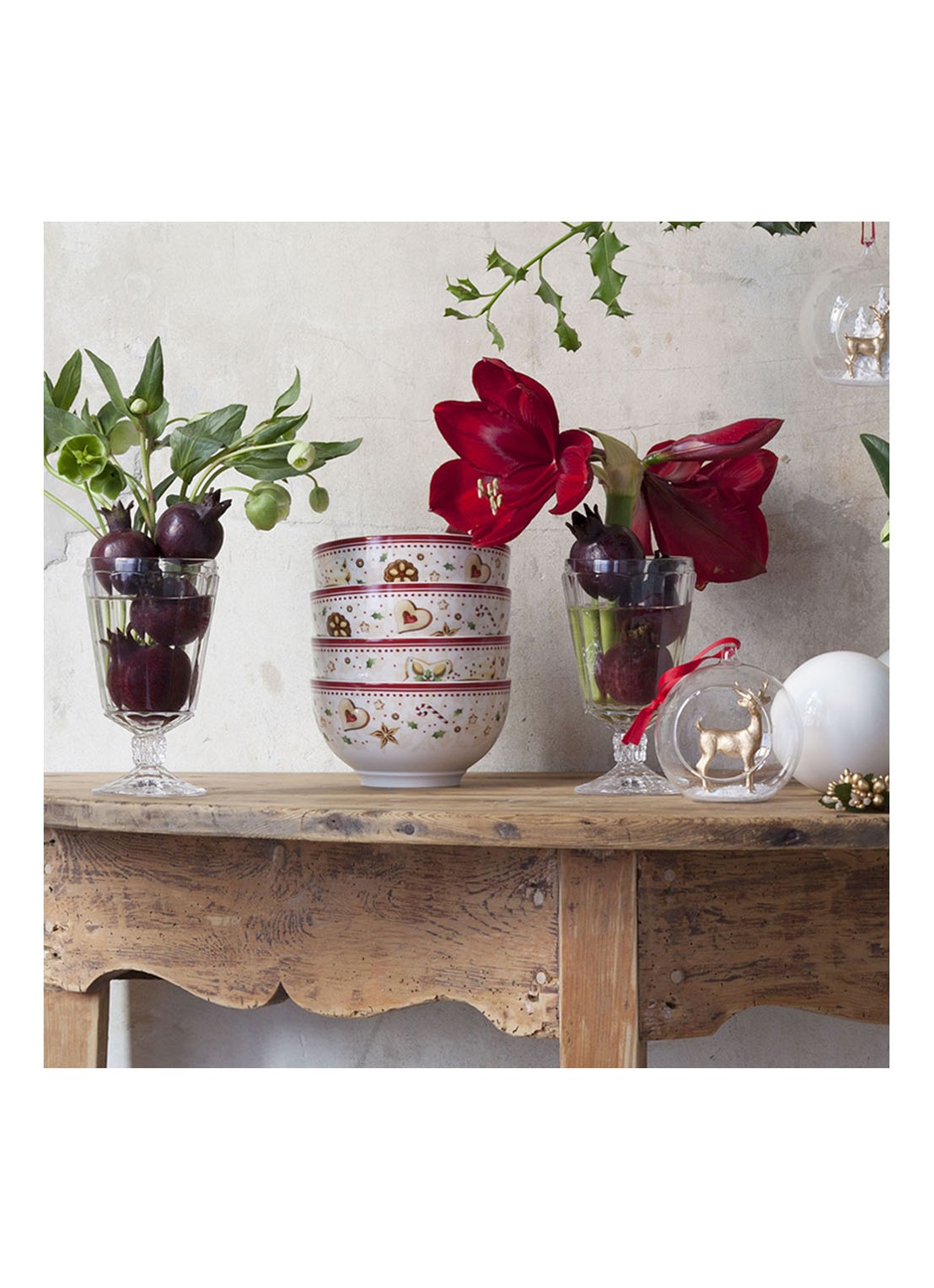 Villeroy & Boch Winter Bakery Delight Kerst kom 14 cm - detail 2 gebroken wit