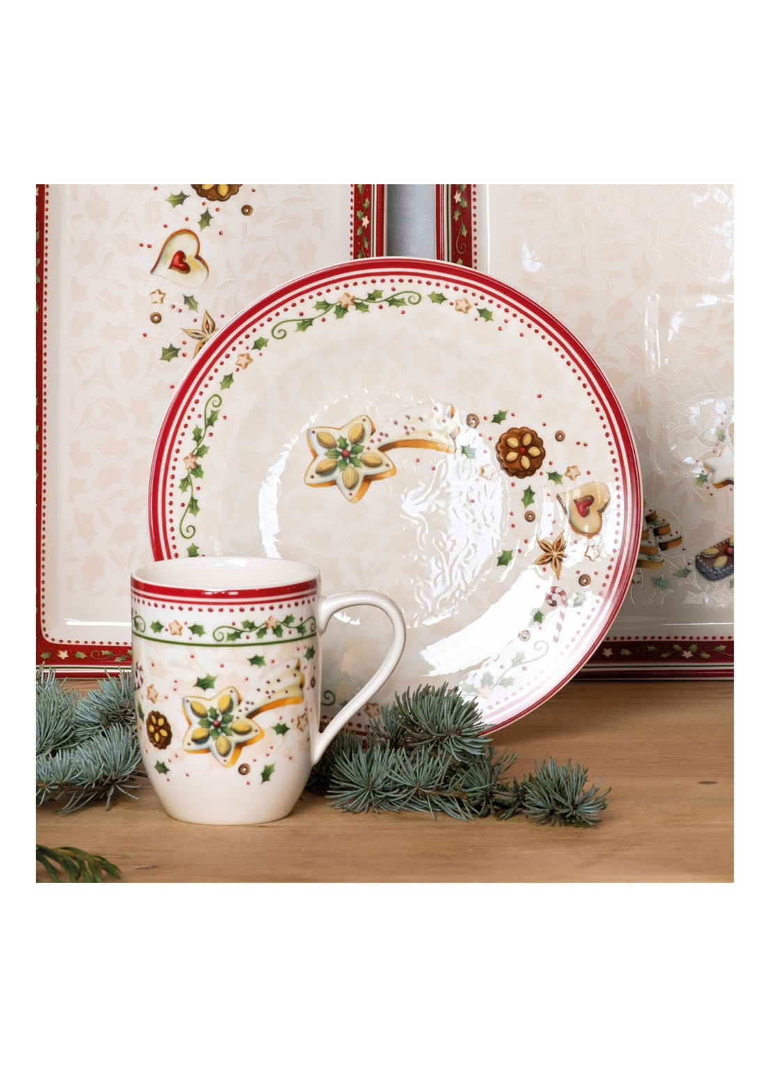 Villeroy & Boch Winter Bakery Delight kerst kopje 34 cl - detail gebroken wit