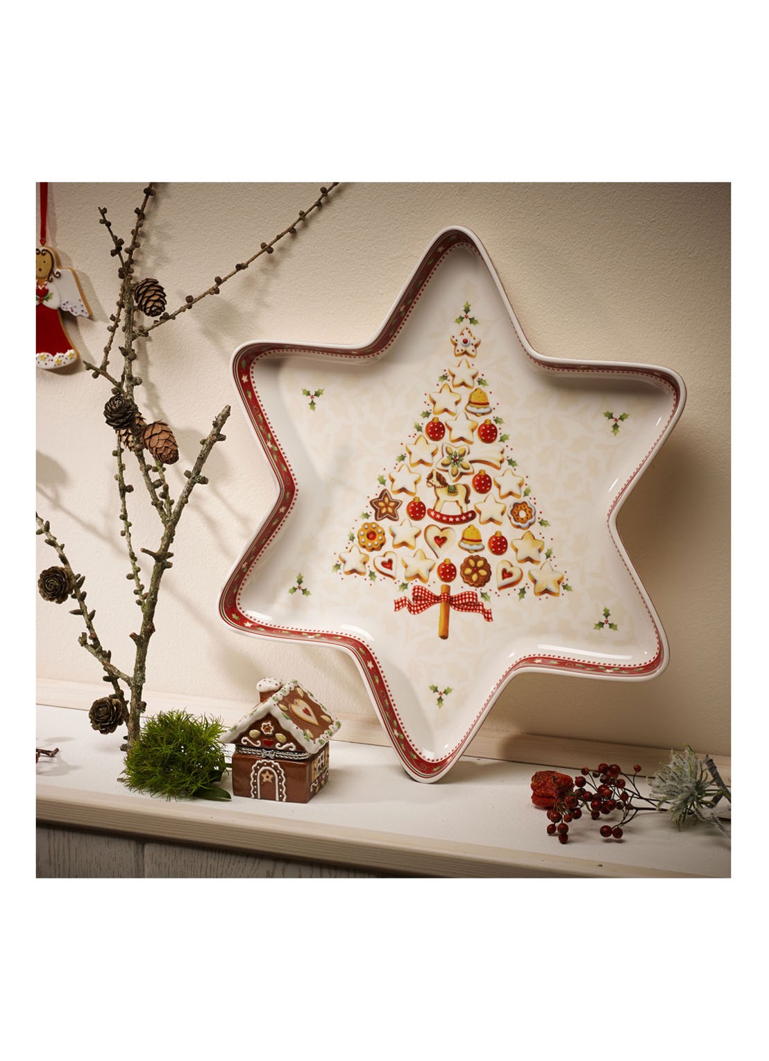 Villeroy & Boch Winter Bakery Delight Kerst partyschaal 37 cm - detail 2 gebroken wit