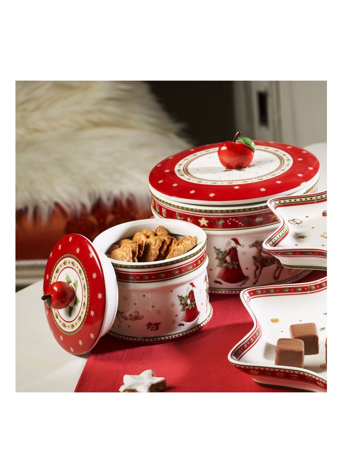 Villeroy & Boch Winter Bakery Delight Kerst snoeppot 11 cm - detail 7 steenrood