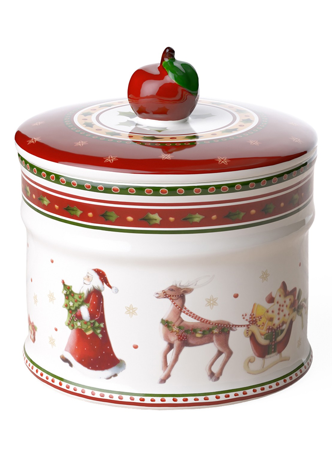 Villeroy & Boch Winter Bakery Delight Kerst snoeppot 11 cm - voorkant 2 steenrood