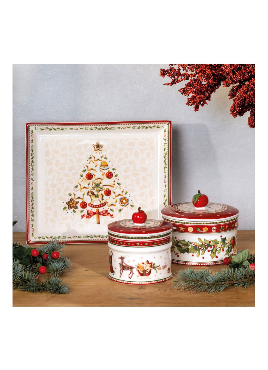 Villeroy & Boch Winter Bakery Delight Kerst snoeppot 13,5 cm - detail 3 steenrood