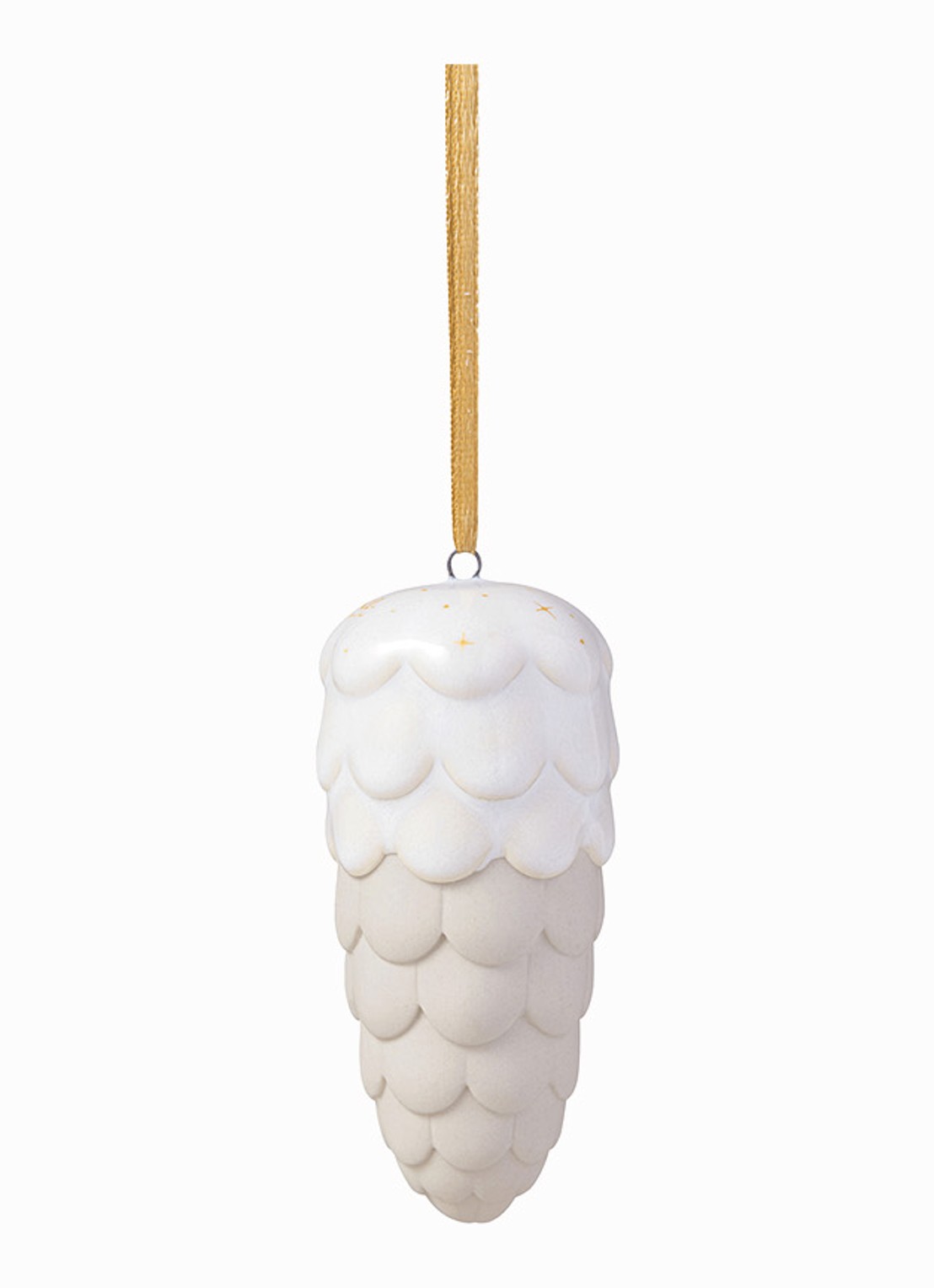 Villeroy & Boch Winter Glow dennenappel kersthanger 9 cm - voorkant beige