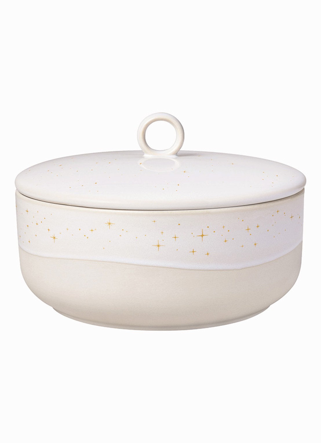Villeroy & Boch Winter Glow opbergdoos 19 cm - voorkant beige