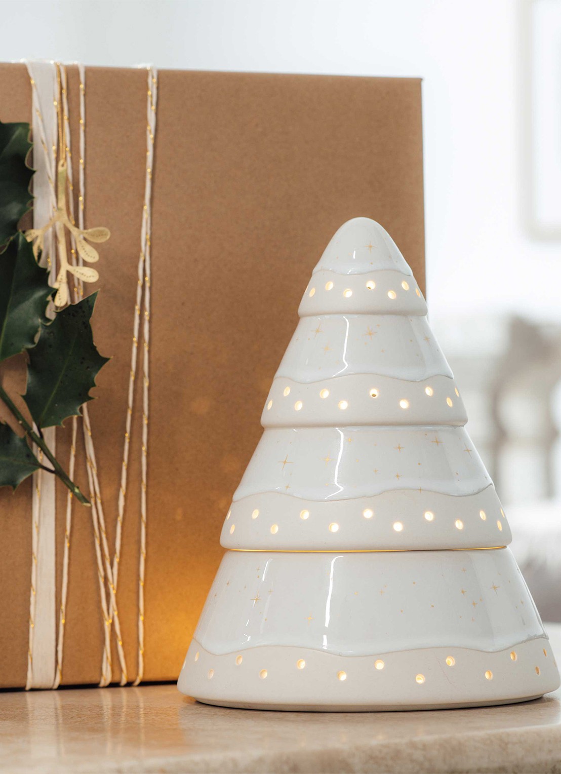 Villeroy & Boch Winter Glow waxinelichthouder 18 cm - detail 4 beige