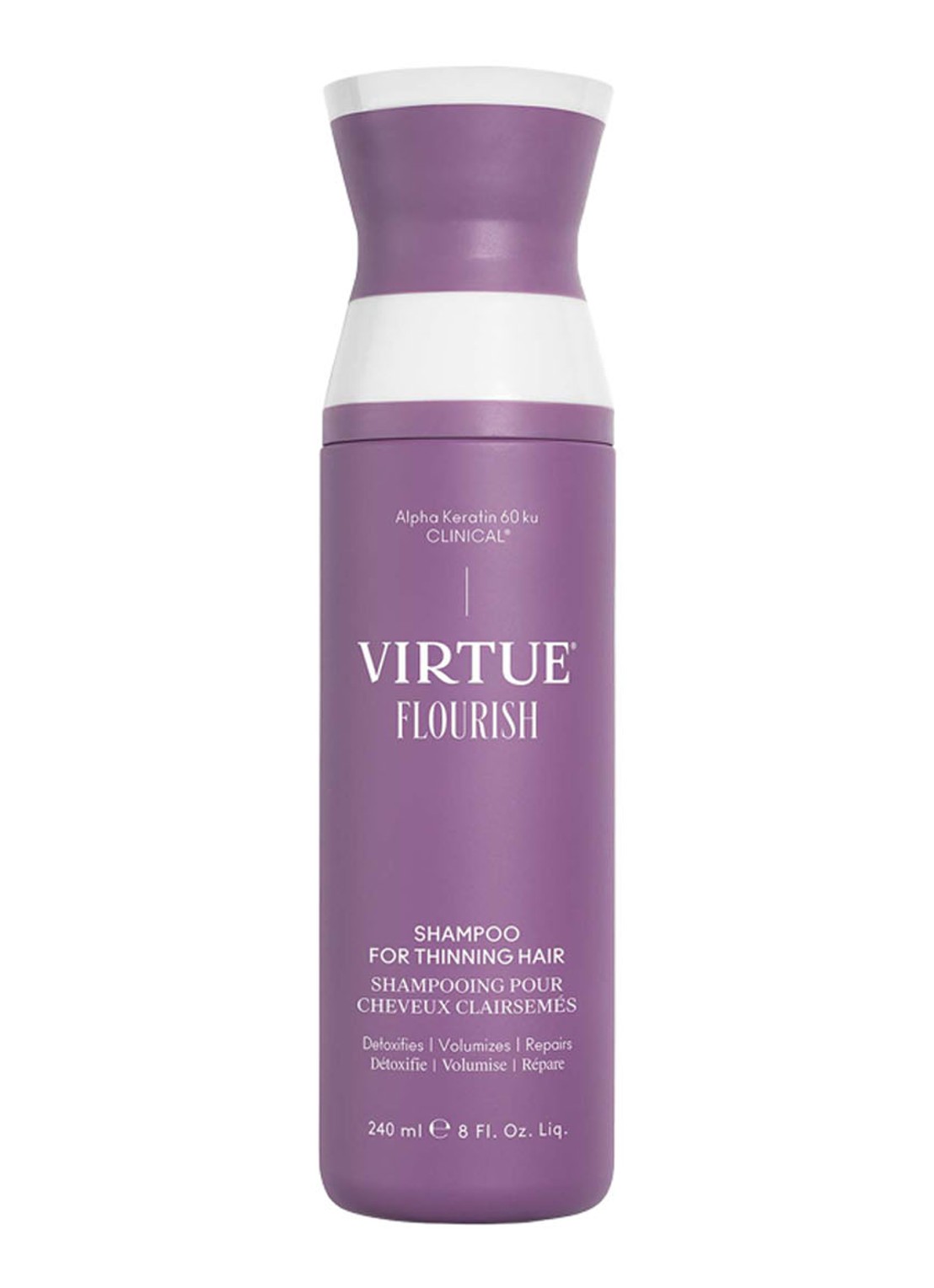 Virtue Flourish Shampoo Purple - shampoo voor fijn haar - voorkant 3 undefined