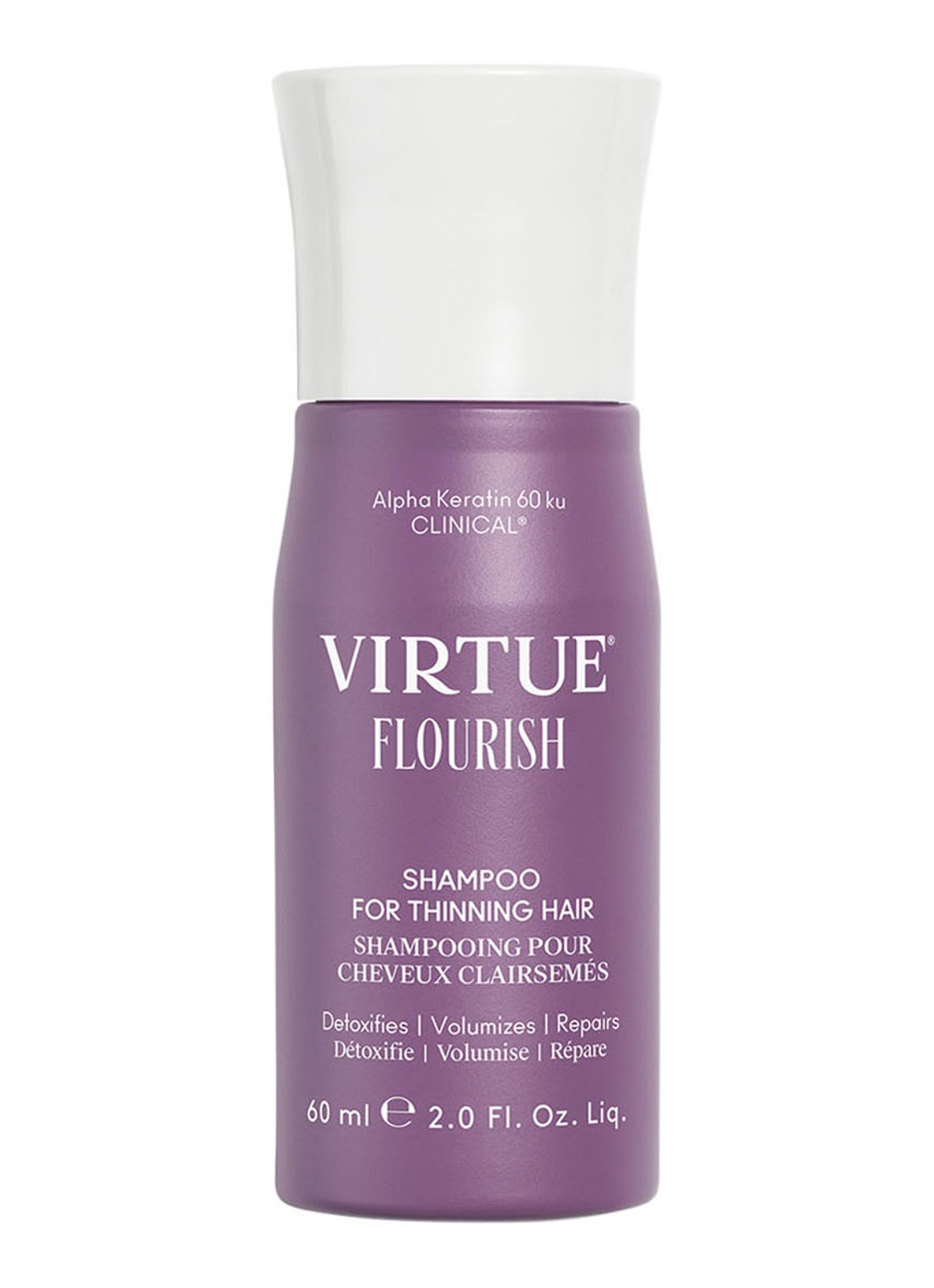 Virtue Mini Flourish Shampoo - travel size shampoo voor fijn haar - voorkant undefined