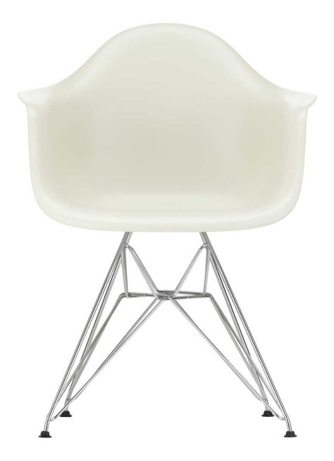 Vitra Eames DAR stoel verchroomd onderstel - voorkant creme