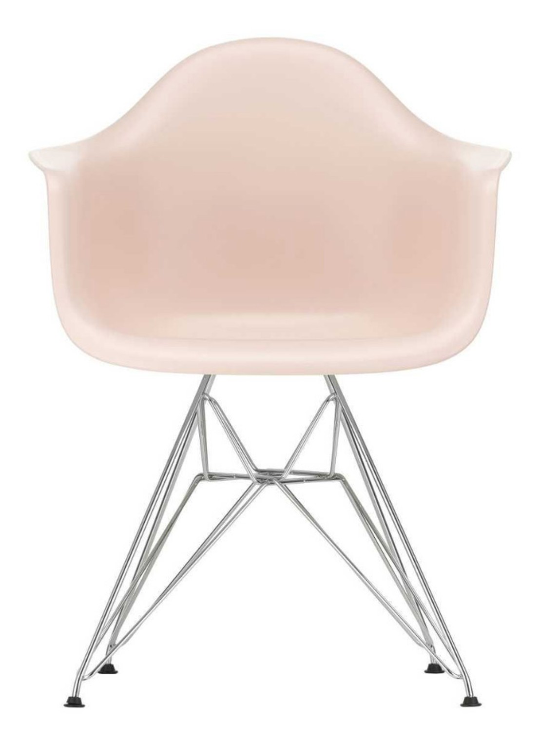 Vitra Eames DAR stoel verchroomd onderstel - voorkant lichtroze