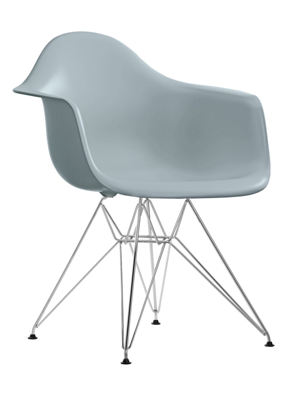 Vitra Eames DAR stoel verchroomd onderstel - voorkant grijs