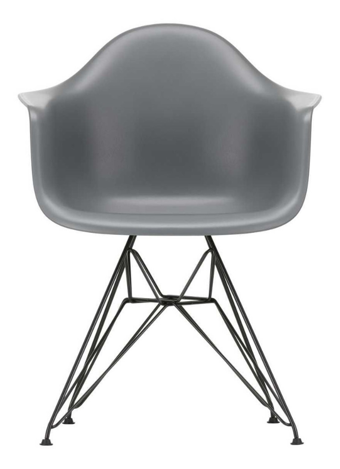 Vitra Eames DAR stoel zwart gepoedercoat onderstel,  - voorkant grijs